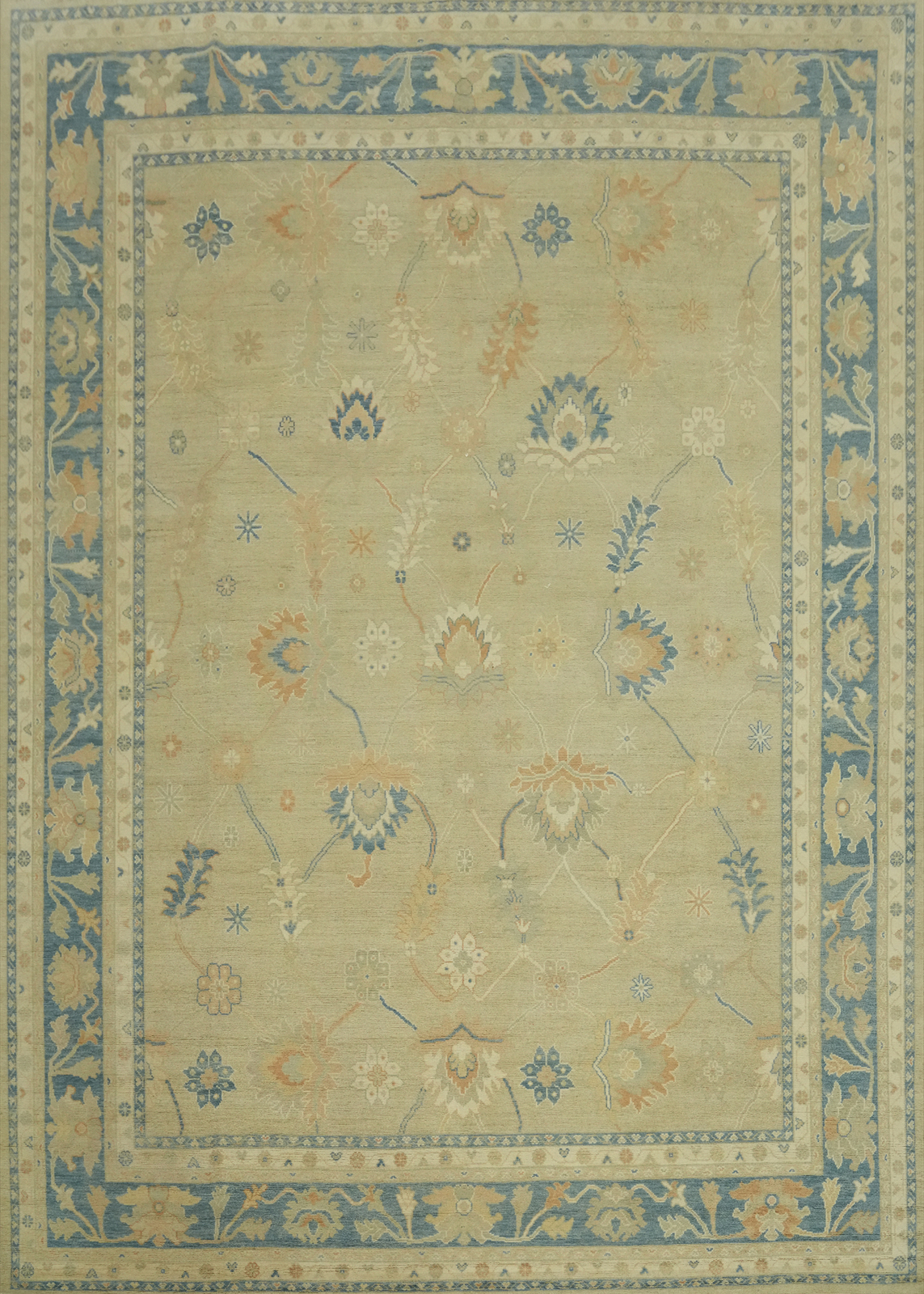 Vegetable Dye Traditional Oushak Turkish Large Rug Hand-Knotted 12×15 ft
