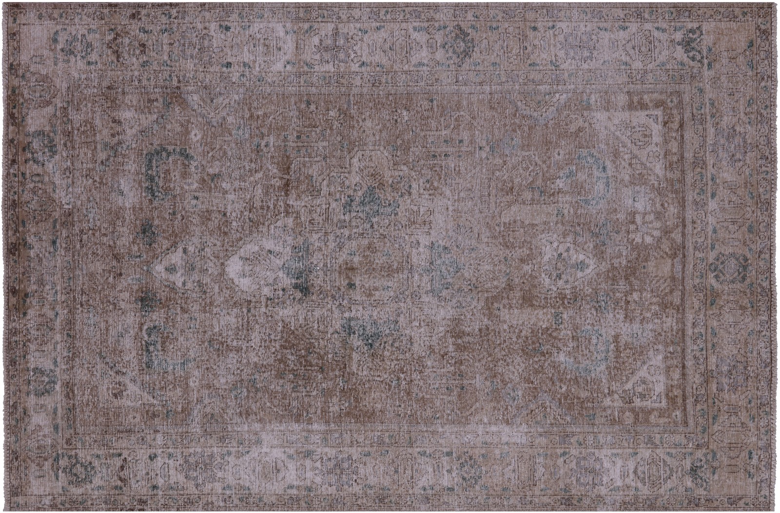 6′ 6″ X 9′ 9″ Vintage White Wash Hand Knotted Wool Rug – Q19507