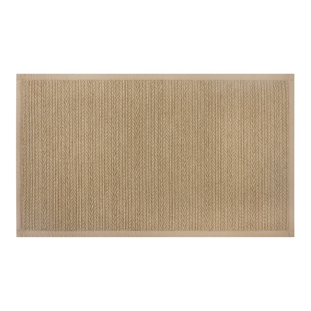 Indoor Kitchen Rug Brown Weave Design 20 x 34 Inches 100 Percent Polyester