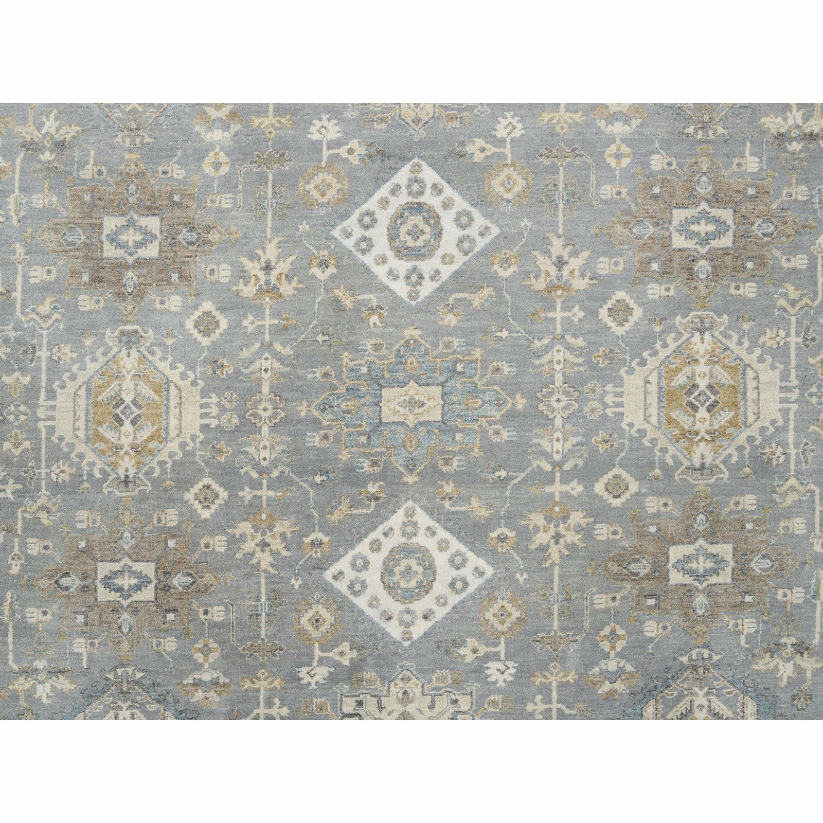 14’x16′ Wool Karjihooz Gray Hand Knotted Oversized Squarish Rug R63068