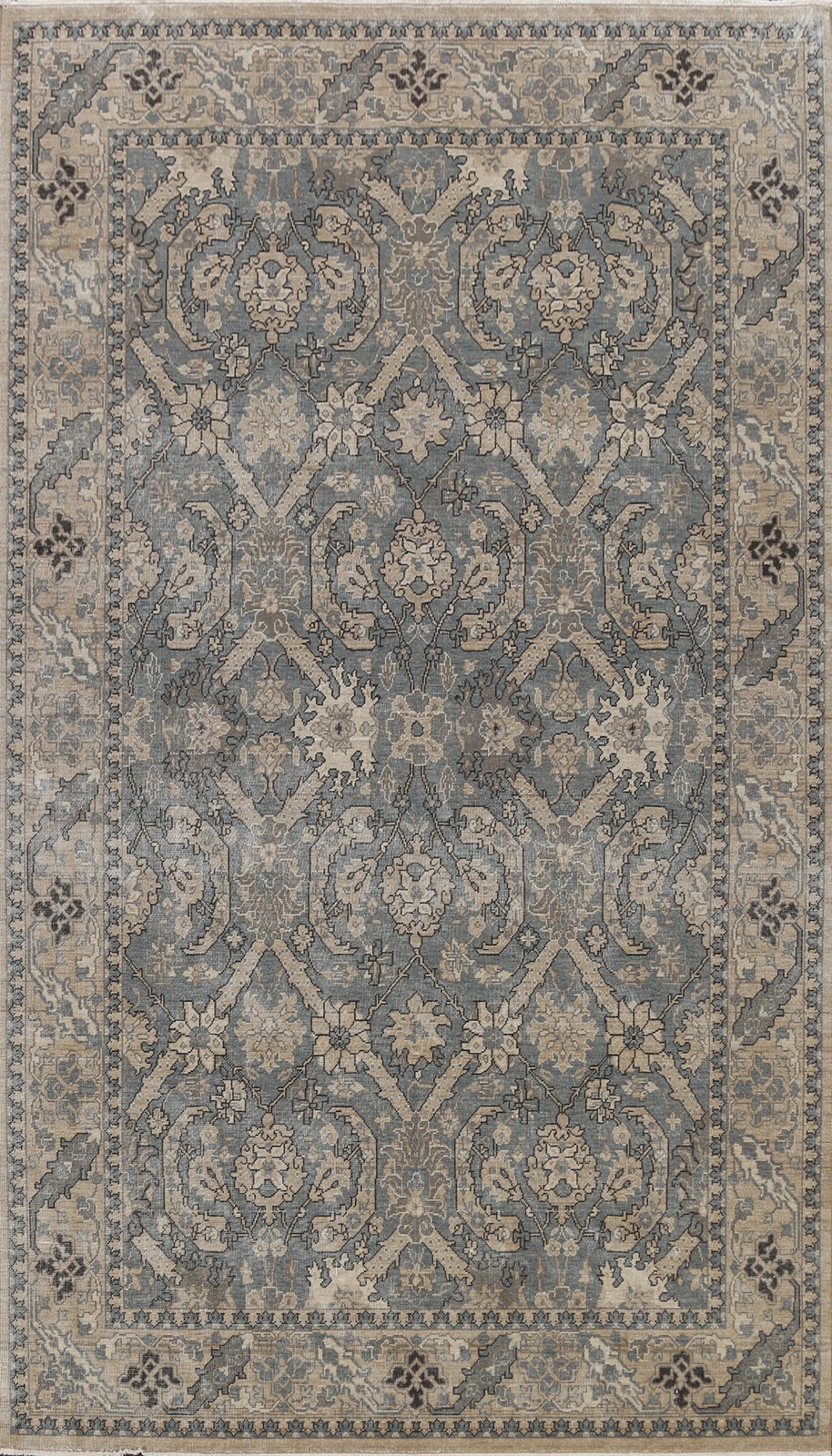 Ziegler Turkish Area Rug 7×10 Ft Gray Blue Silver Washed Oriental Carpet