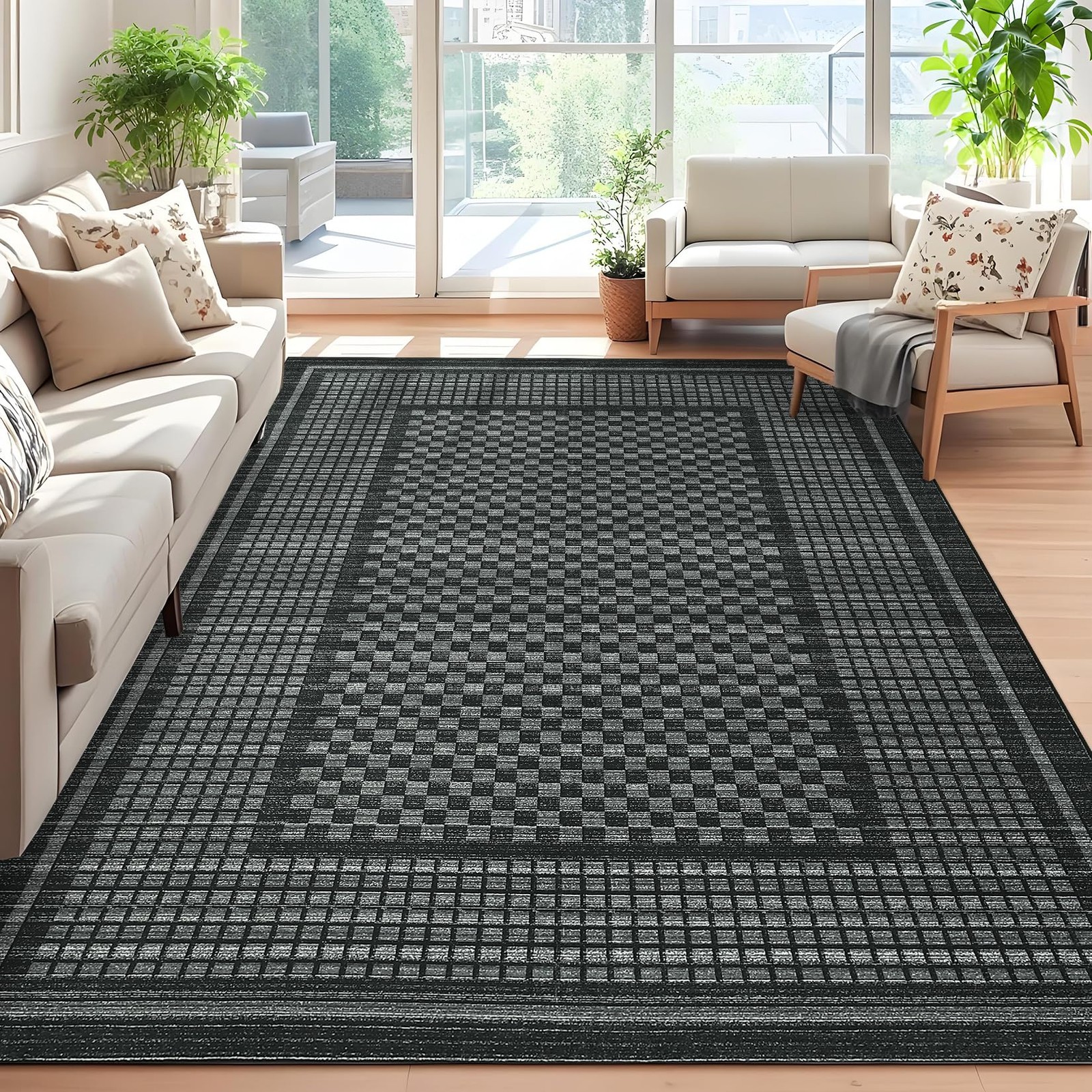LUXLOOM Washable Area Rugs 5×7 Rug for Living Room Modern Large Area Rug for Bed