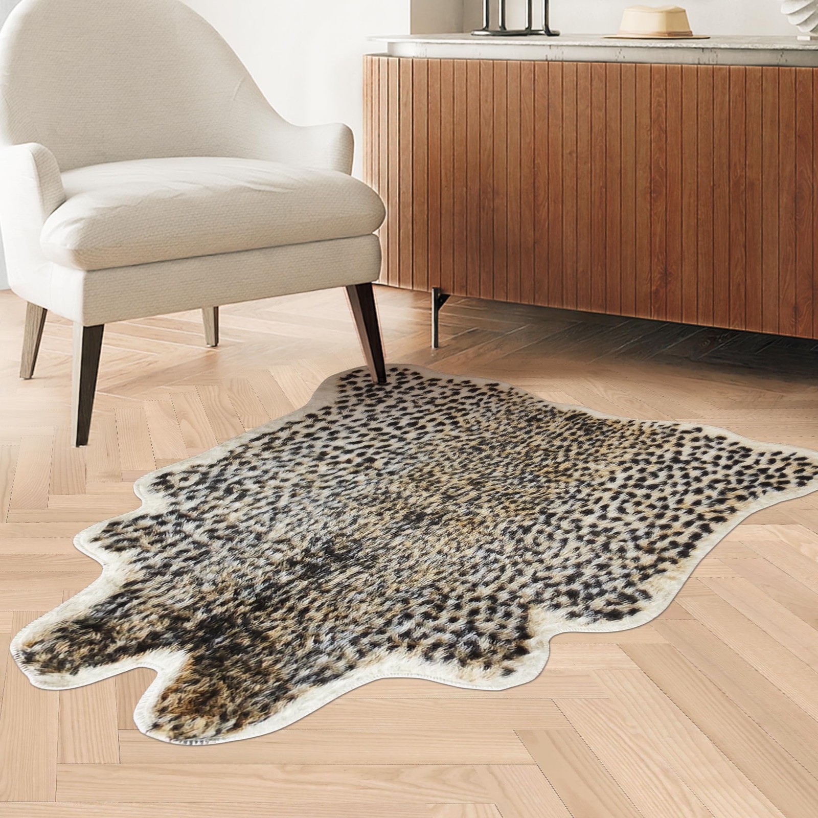 Cheetah Print Rug Leopard Carpet: Small Faux Cowhide Skin Fur Area Rug Animal…
