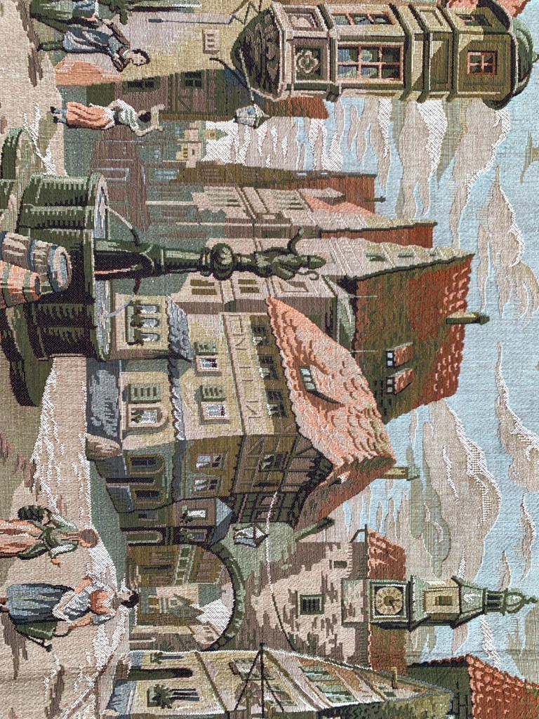 Vintage French Pictorial Tapestry Wall Hanging 150×55 cm | Rare View | Cotton