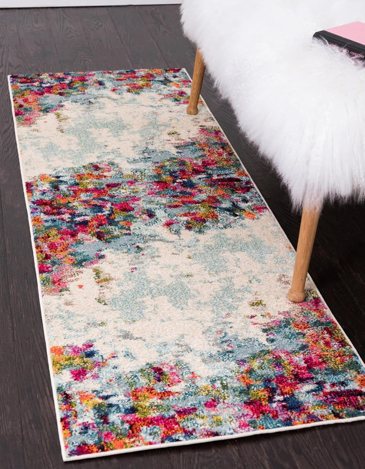 Joyous Chromatic Collection Area Rug – 2′ x 8′ Multi/Blue Runner