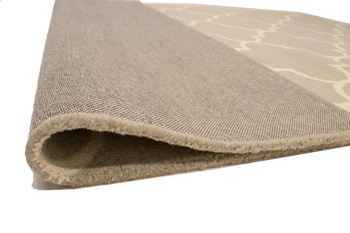 Cream & Beige Trellis Design Contemporary 5X8 Hand-Tufted Modern Rug Wool Carpet