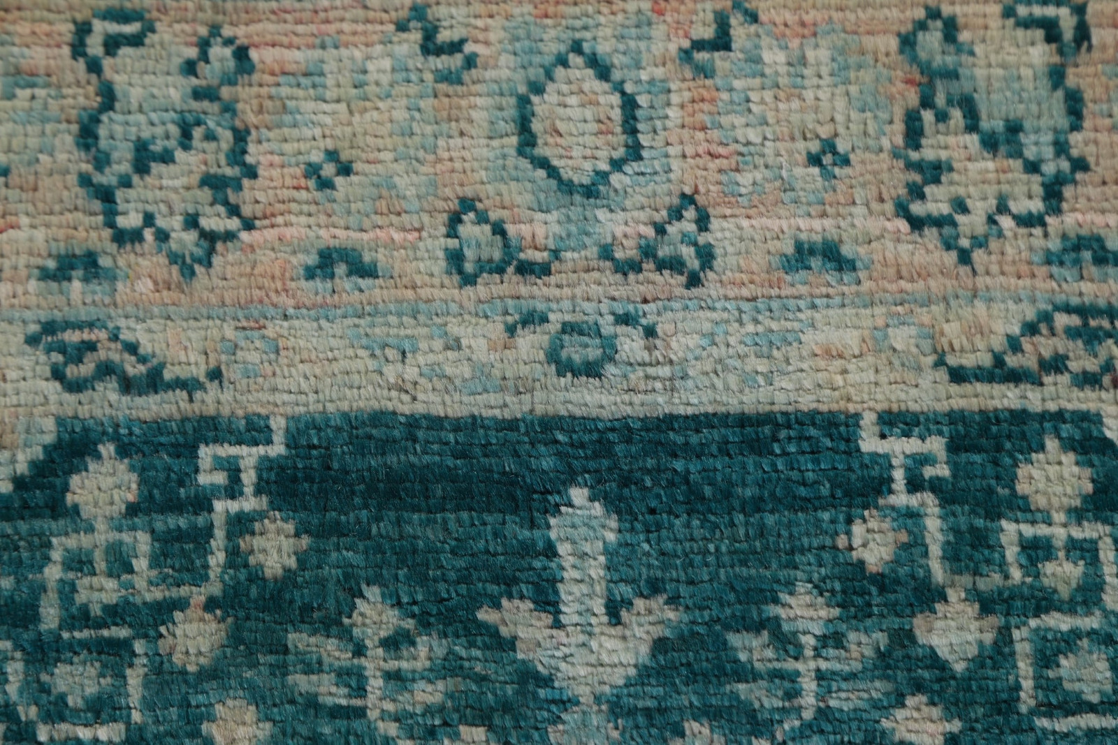 Green / Teal Handmade Vegetable Dye Oushak Turkish Accent Rug 3×4 Ft Floral Rug