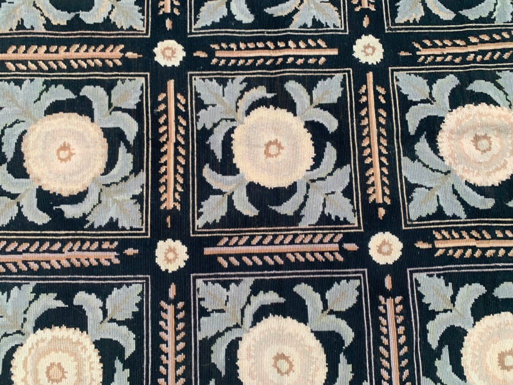 Vintage French Aubusson Rug Needlepoint Chain stitch Rug 4×6 ft Free Ship