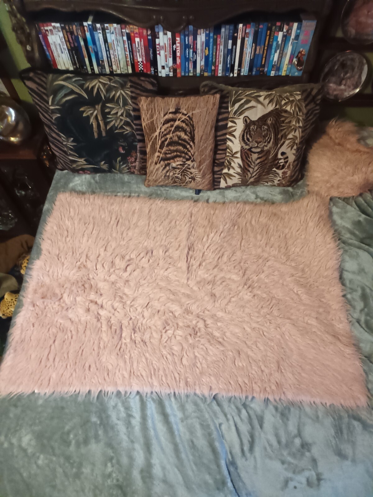 Pair MAINSTAYS pink fuzzy bedroom rugs,both 45 in by 30 in.