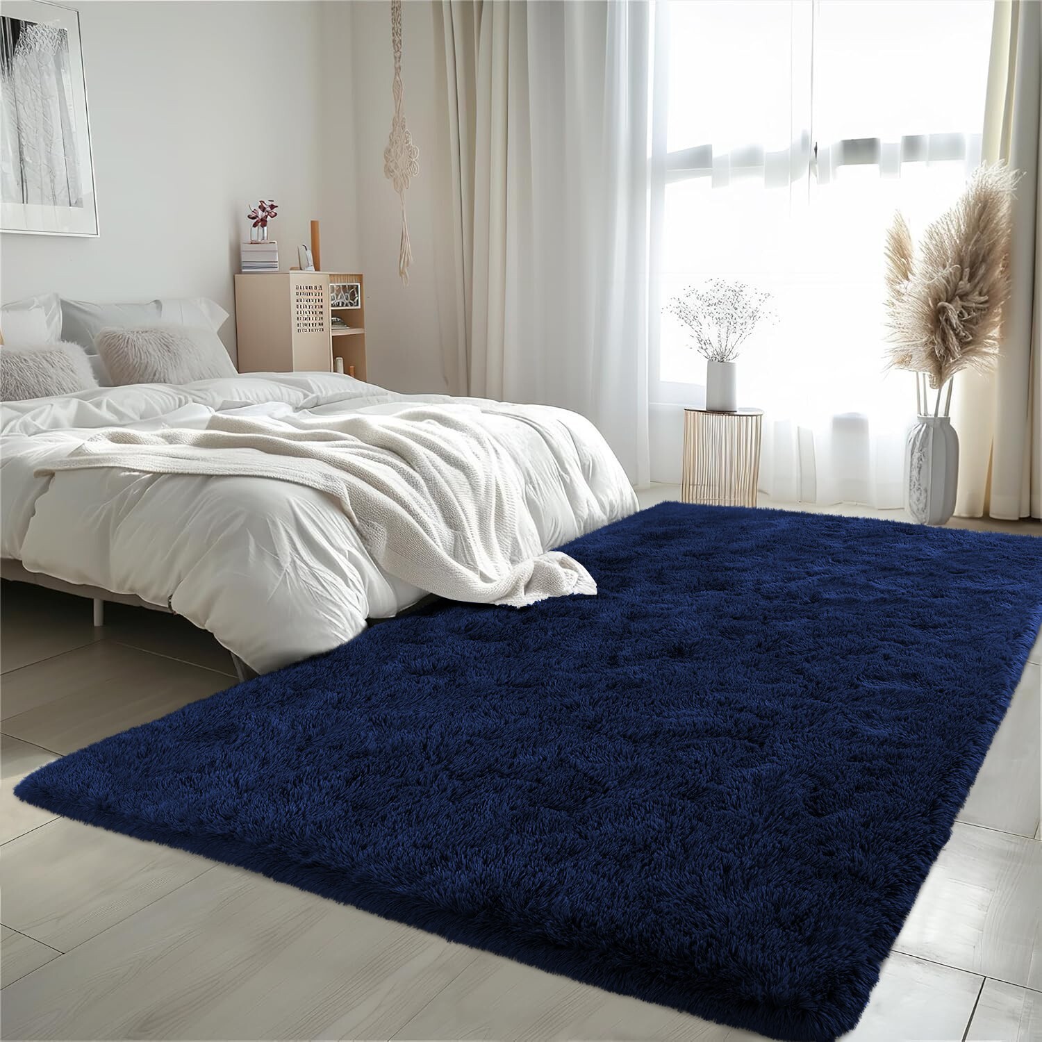 Modern Fluffy Area Rugs Non Slip Shaggy Floor Mat Carpet for Bedroom Living Room