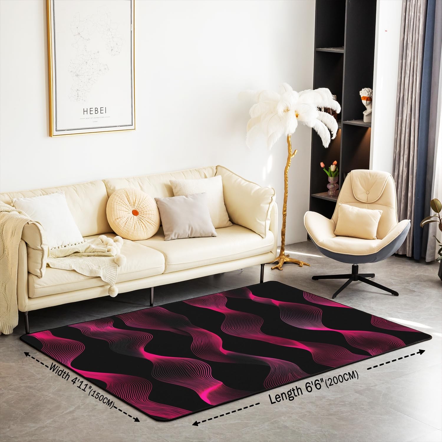 Erosebridal Pink Black Striped Area Rug For Living Roomombre Geometric Washable