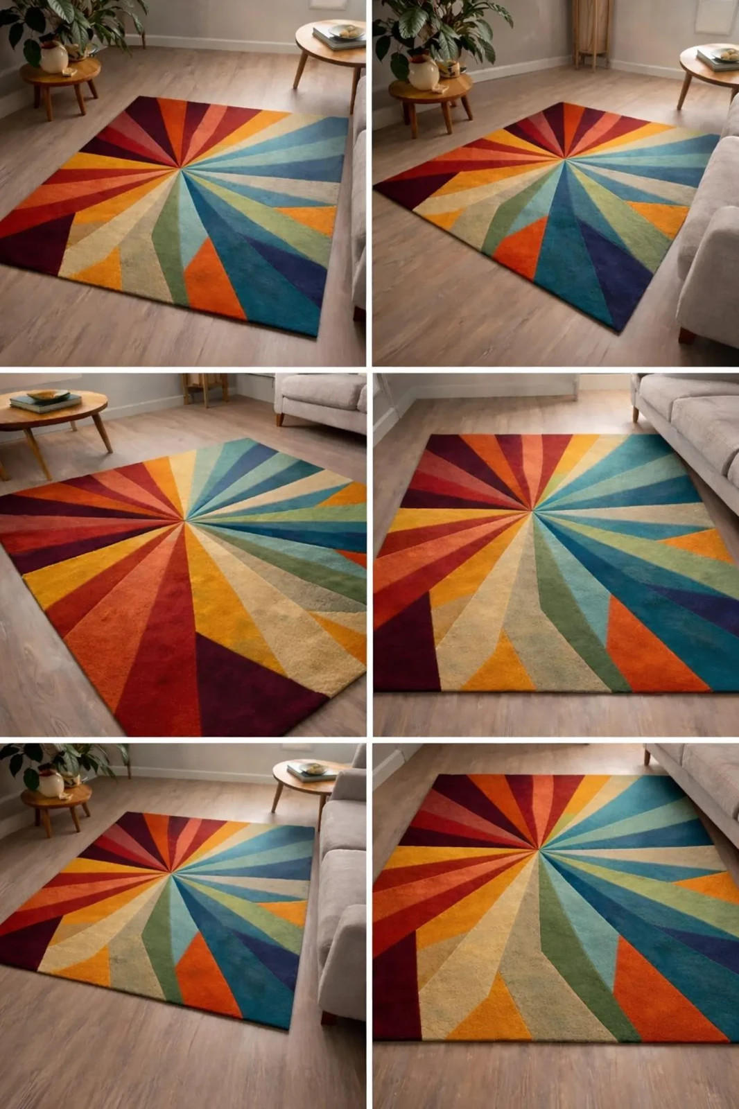 Hand-Tufted Abstract Wool Area Rug Modern Abstract Pattern Rainbow Floor Carpet