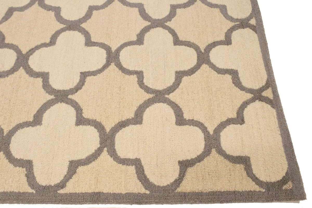 Cream & Tan 5X8 Hand-Tufted Modern Trellis Rug Plush Foyer Home Decor Carpet