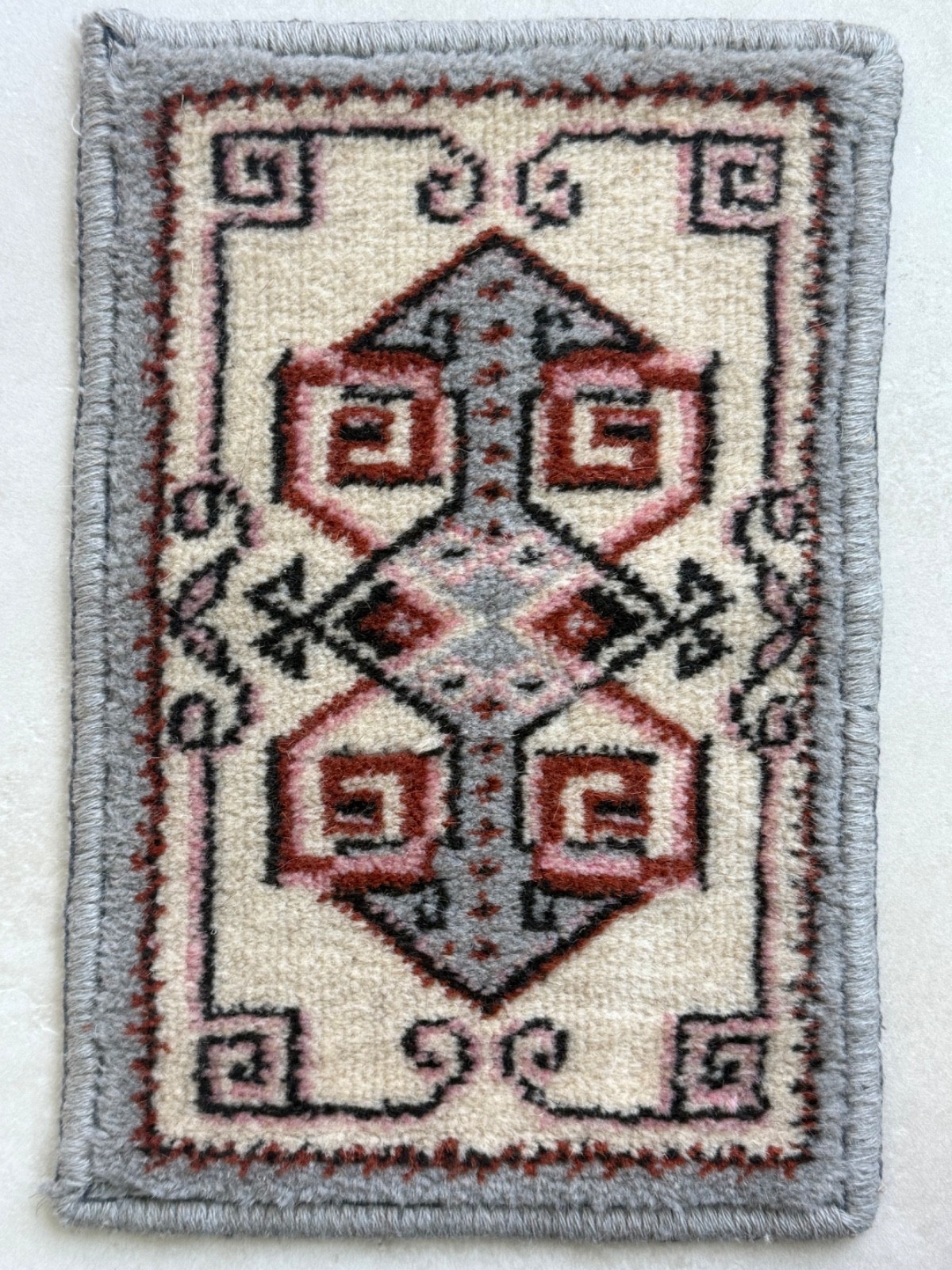 Small 14 x 9.5 Inch Vintage Moroccan Handmade Berber Wool Table Desk Rug