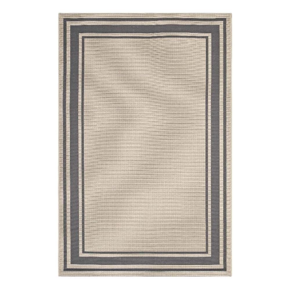 Modway Rim 63×90.5″ Solid Border Indoor and Outdoor Area Rug in Gray and Beige