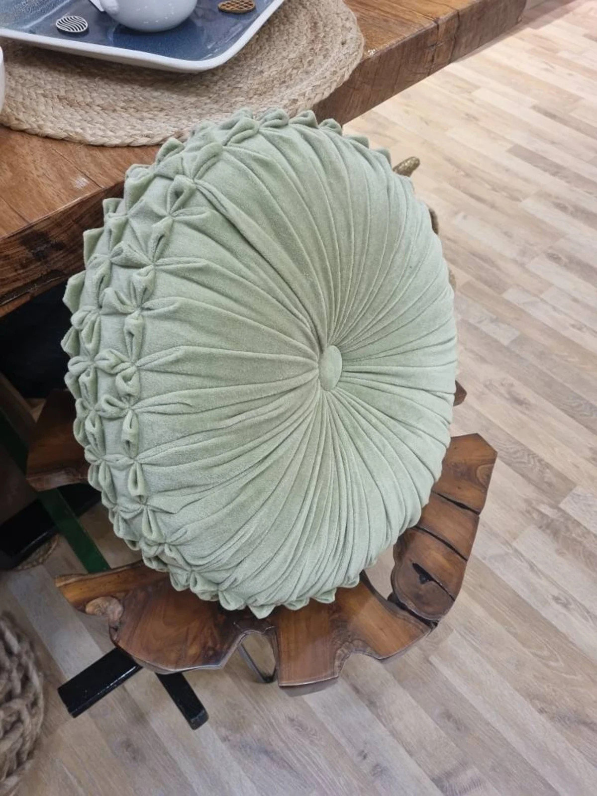 Round Velvet Cushion Round Pleated Cushion Velvet Floor Cushion Throw Pillow