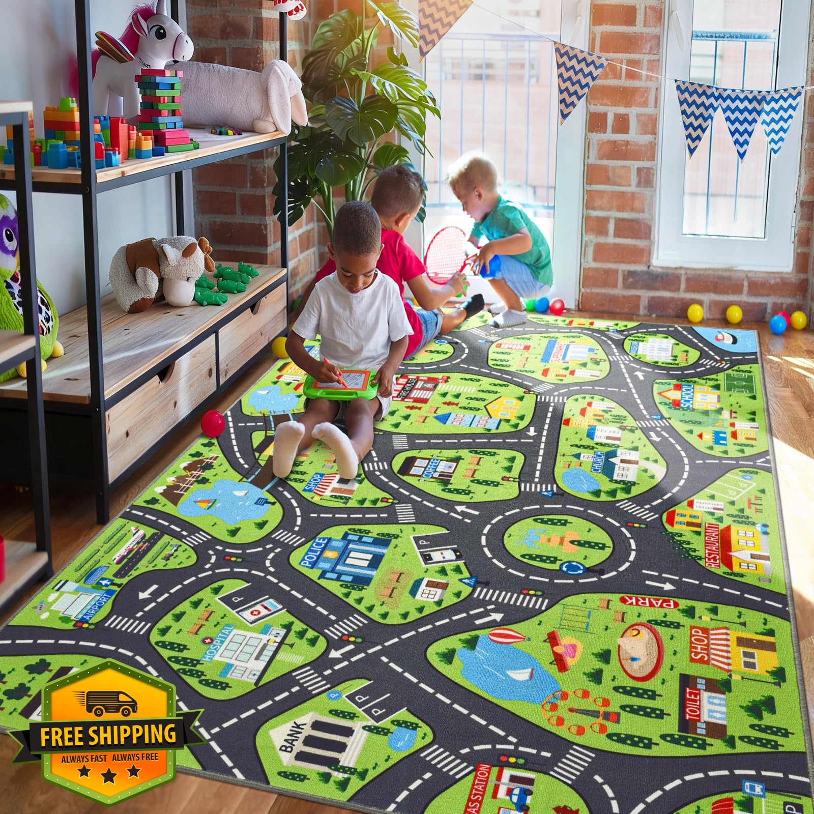 B BENRON City View Car Play Rug 8’x10′