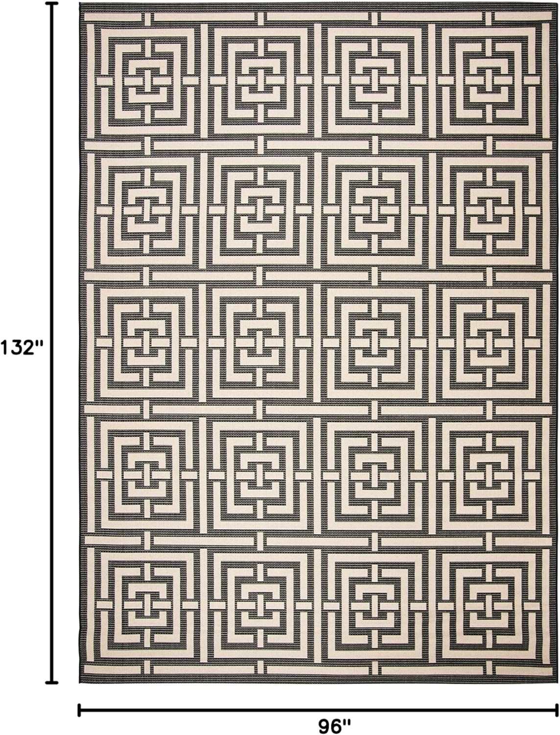 Outdoor Washable Rug – 8′ x 11′, Black & Bone, Easy Clean for Patio & Mudroom