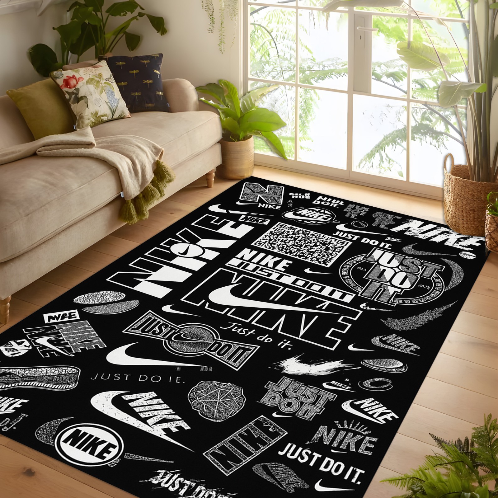 Sneaker Rug, Shoe Rug, Sports Decor Rug, Basketball Theme Area Mat, Floor Rug