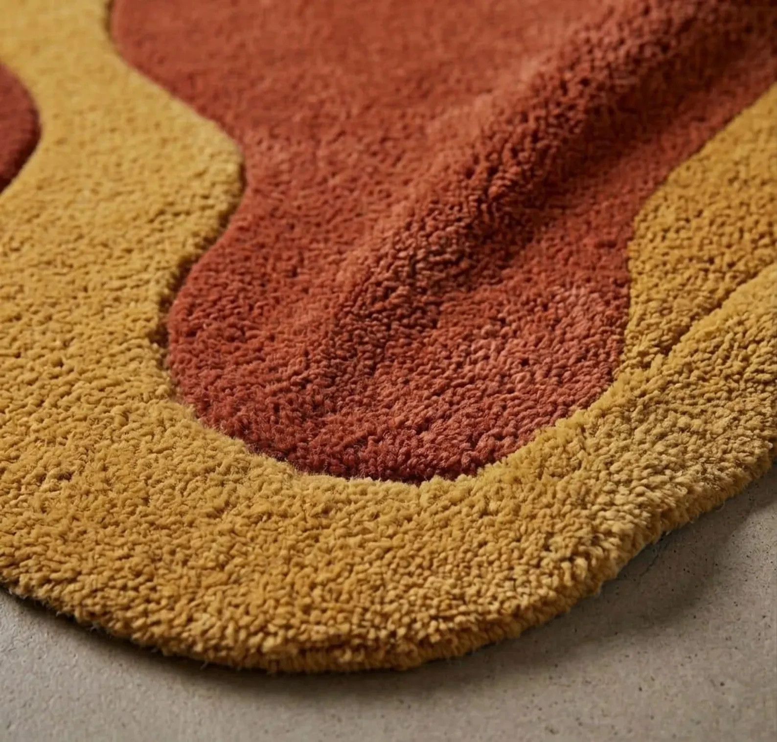 Hand Tufted Abstract Rug, Modern Area Rug, Organic Shape Carpet, Terracotta Rust