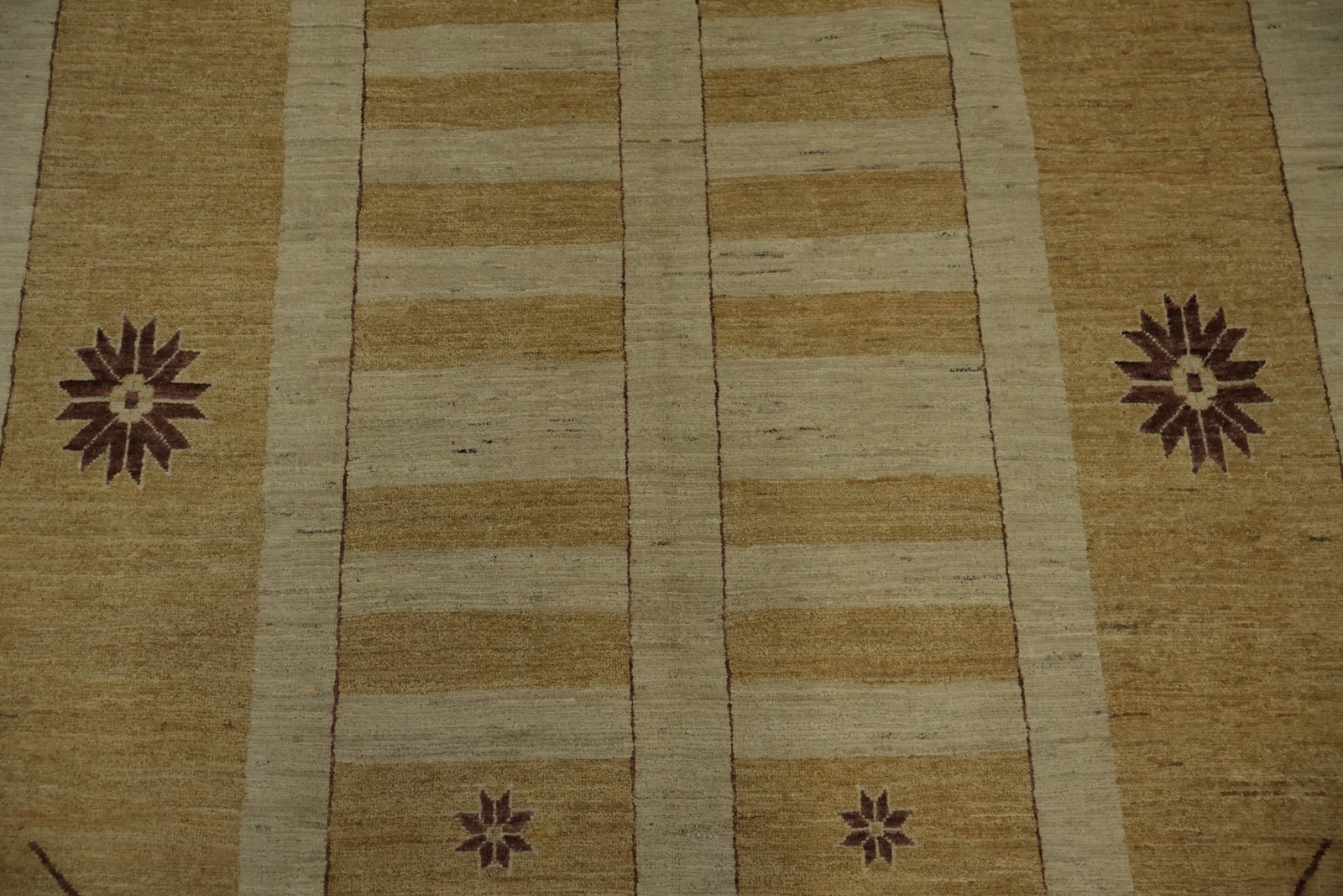Ivory/ Brown Graphic Design Rug 9×13 Handmade Wool Artisan Crafted Beauty Carpet