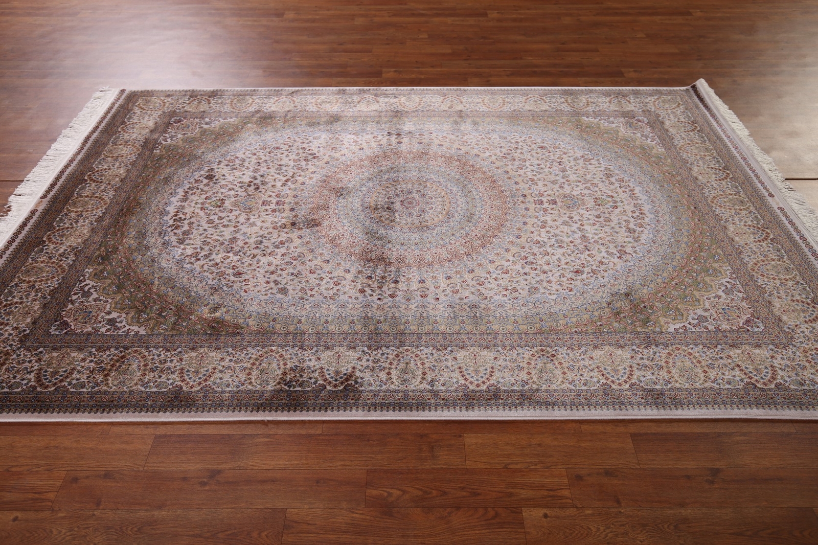 90% Silk Ivory Floral Oriental Traditional Tebriz Turkish Rug Area Carpet 5’x8′