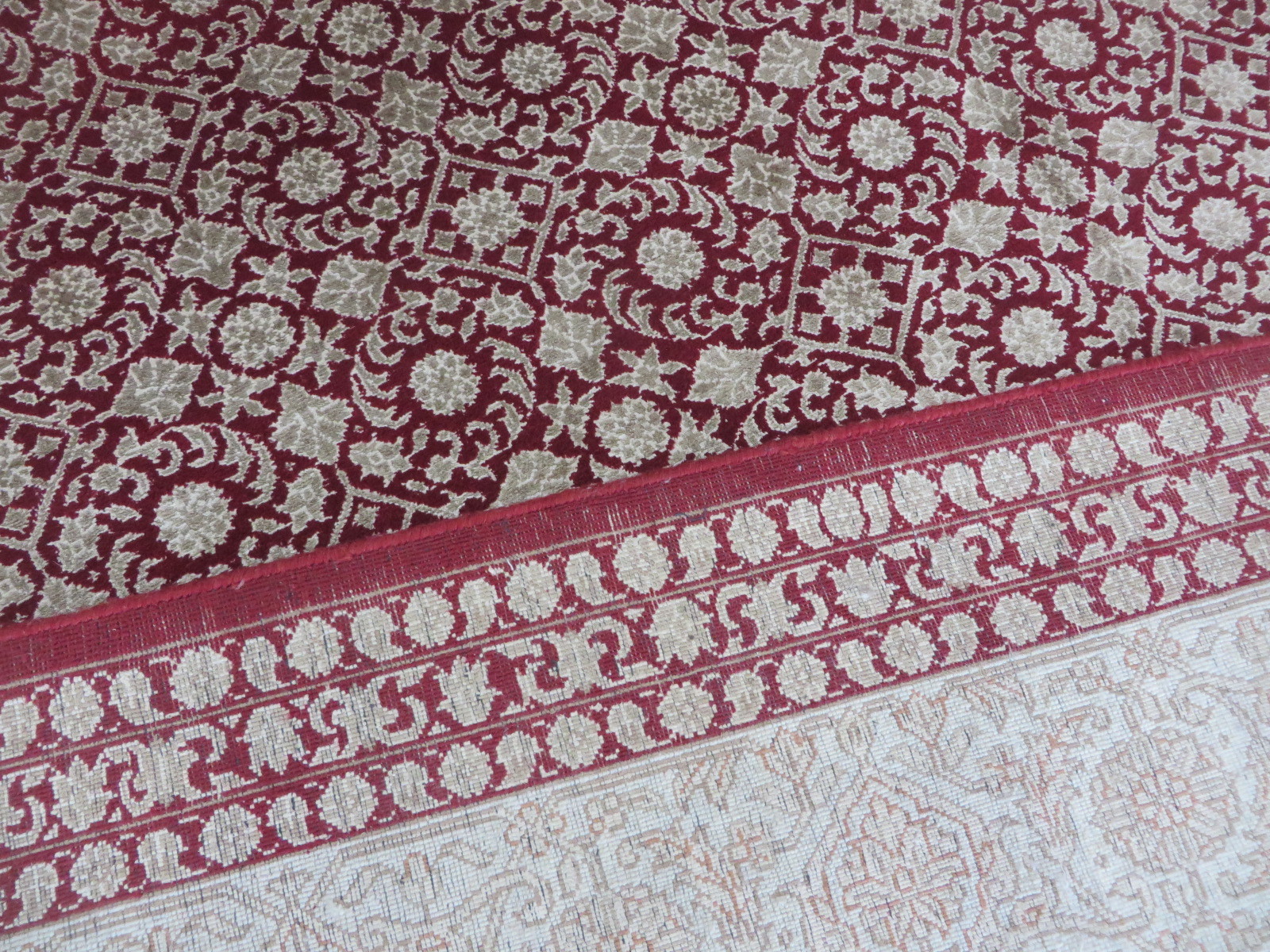 8’3 x 11’6 Hand Knotted Red Fine Herati Tabrez Oriental Rug With Silk G4999