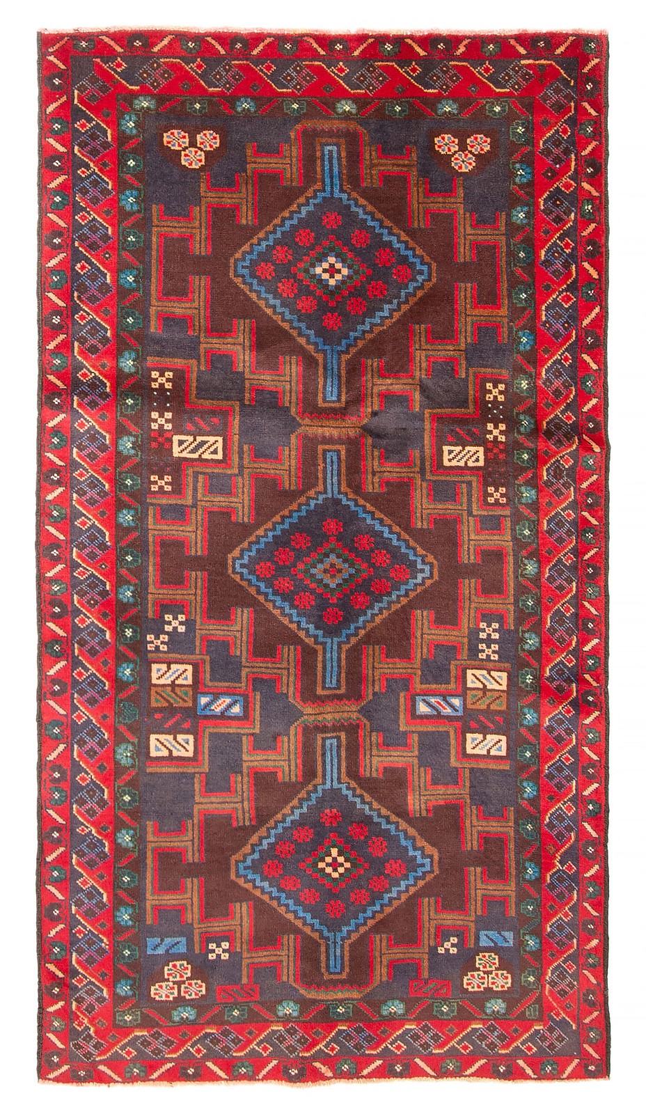 Vintage 3’5″ x 6’3″ Traditional Hand Knotted Vegetable Dye Wool Area Rug