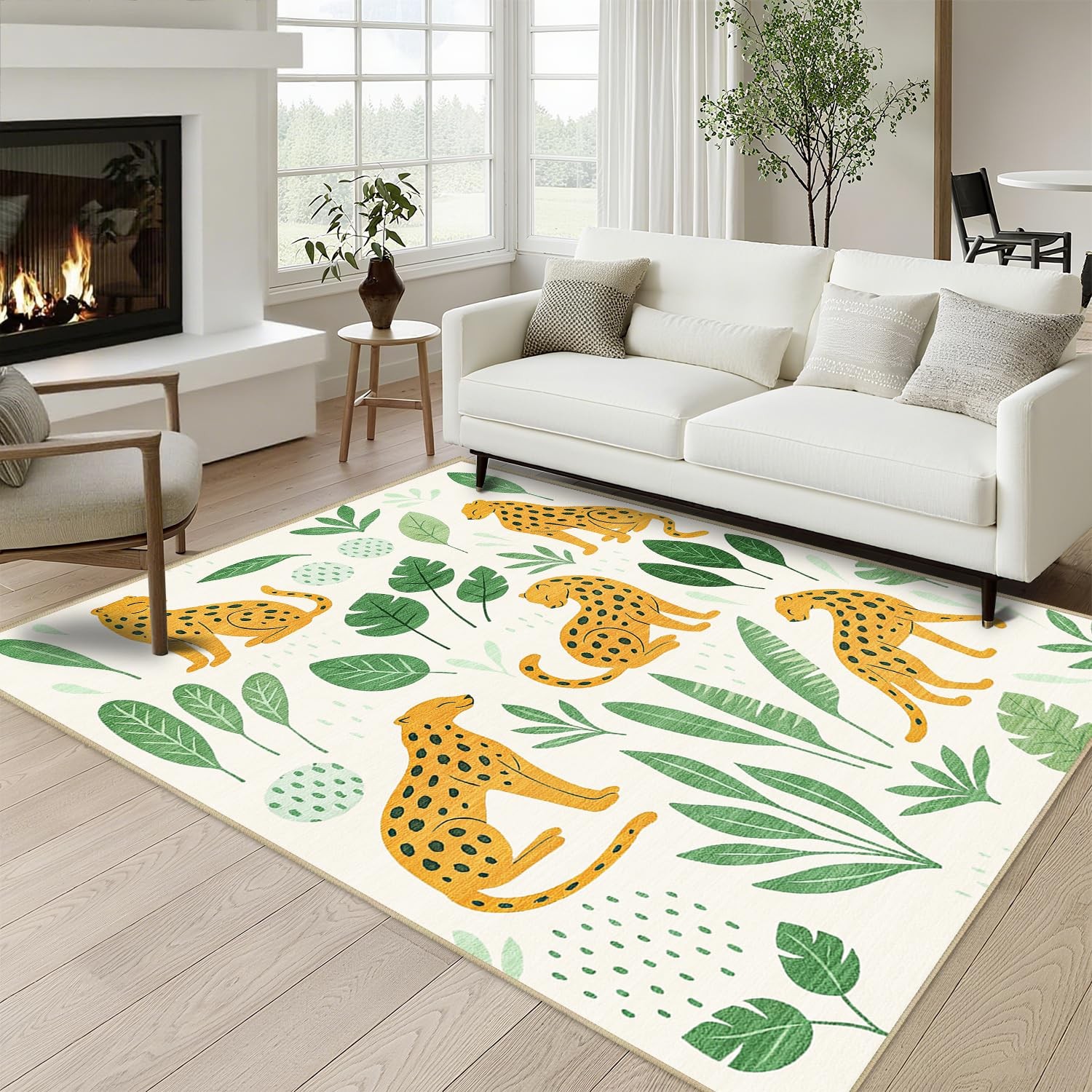 Cheetah Rug 3×5 for Living Room Leopard Area Rugs Machine Washable Boho Anima…