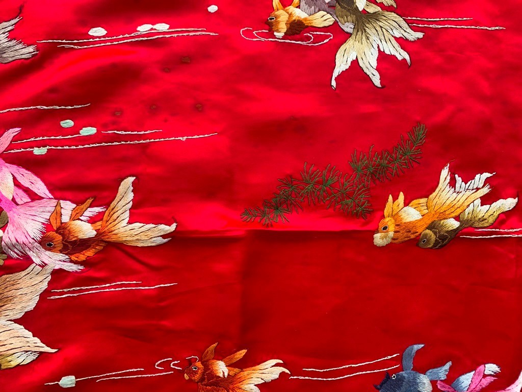 Antique Chinese Tablecloth,Embroidered Chinese Tablecolth 4×6 ft Free Ship