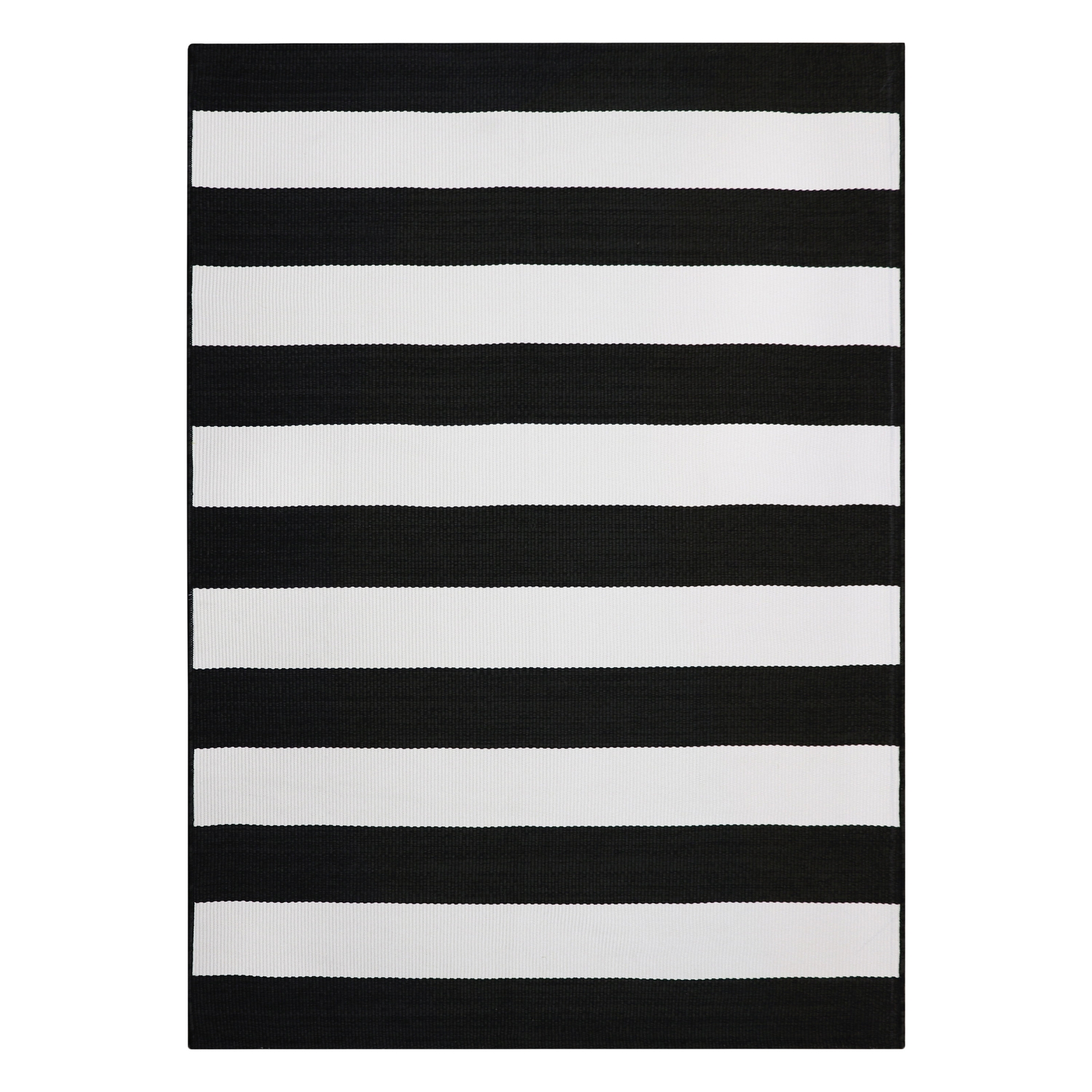 OUTDOOR AREA PATIO RUGS Black and White Stripe Woven Multiple Sizes