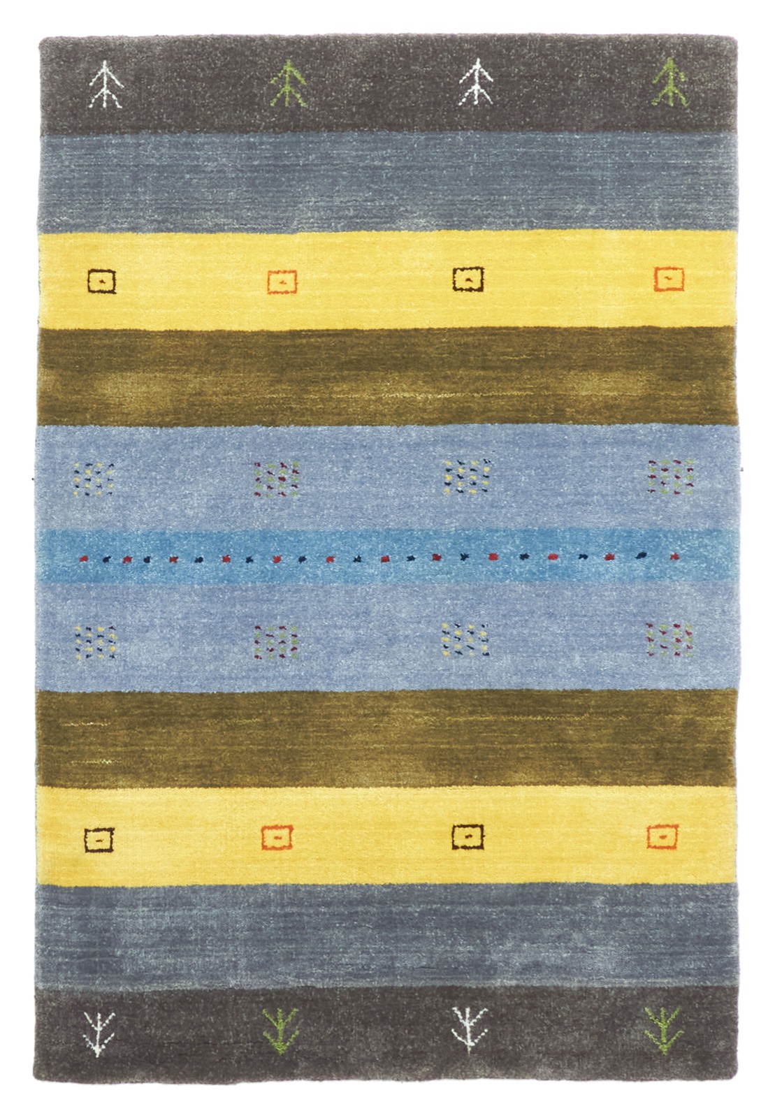Traditional Hand loomed Area Rug 3’1″ x 4’9″ Light Denim Blue Oriental Carpet