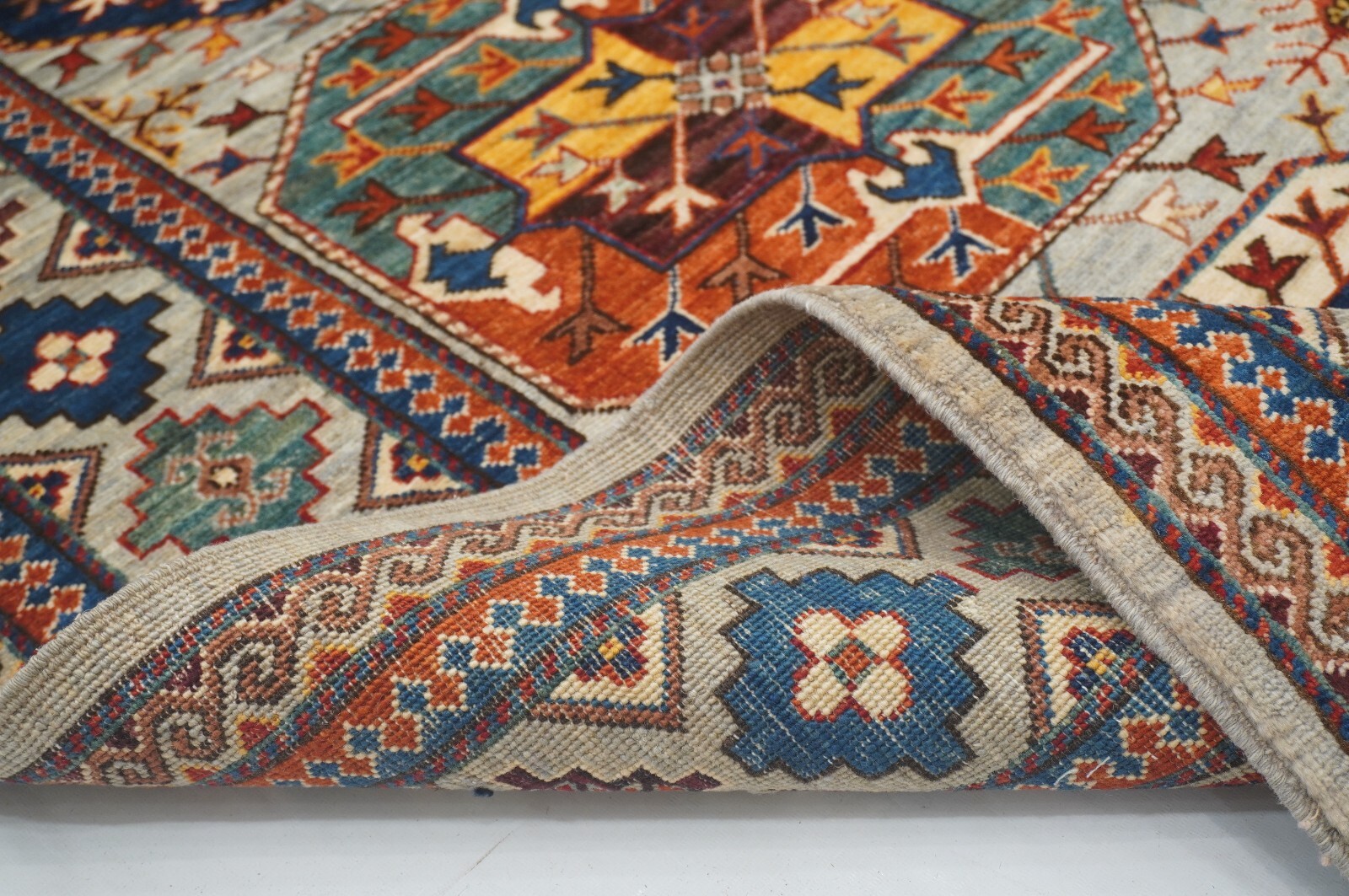8 x 10 ft Gray Ersari Afghan Hand Knotted Veg dyes Wool Tribal Area Rug