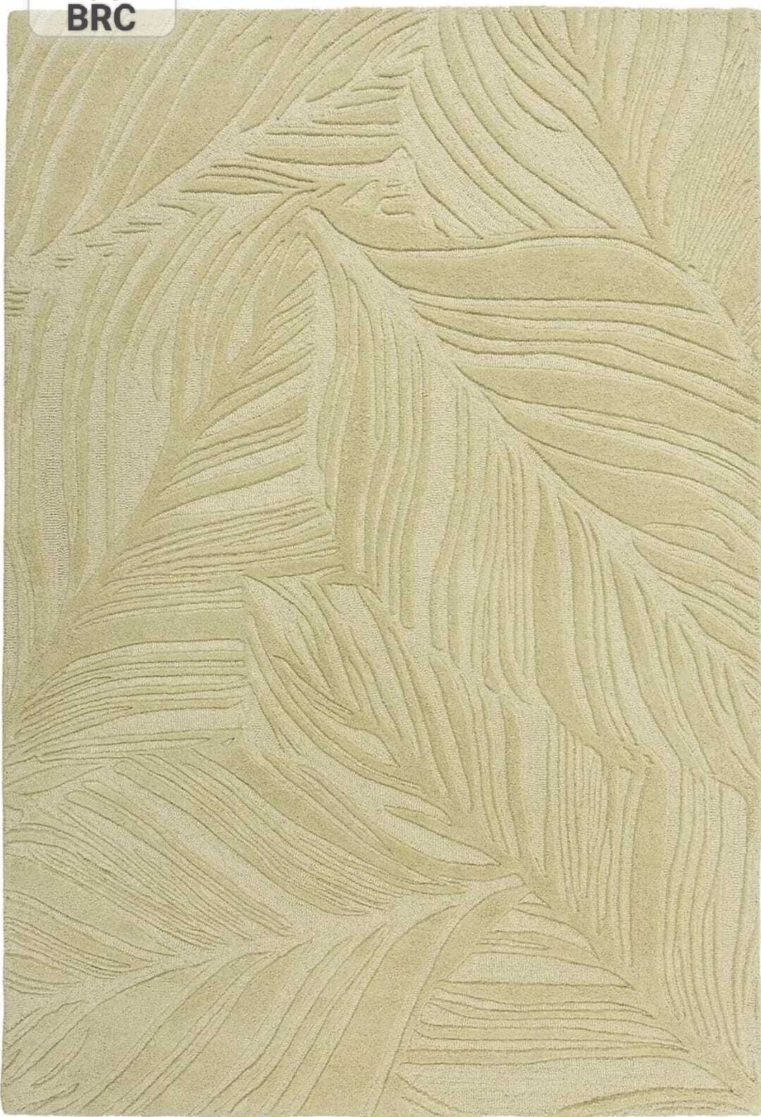 Natural Circumflex Rug 100% Wool Area Rug Hand-Tufted Palm Leaf Designer Carpet