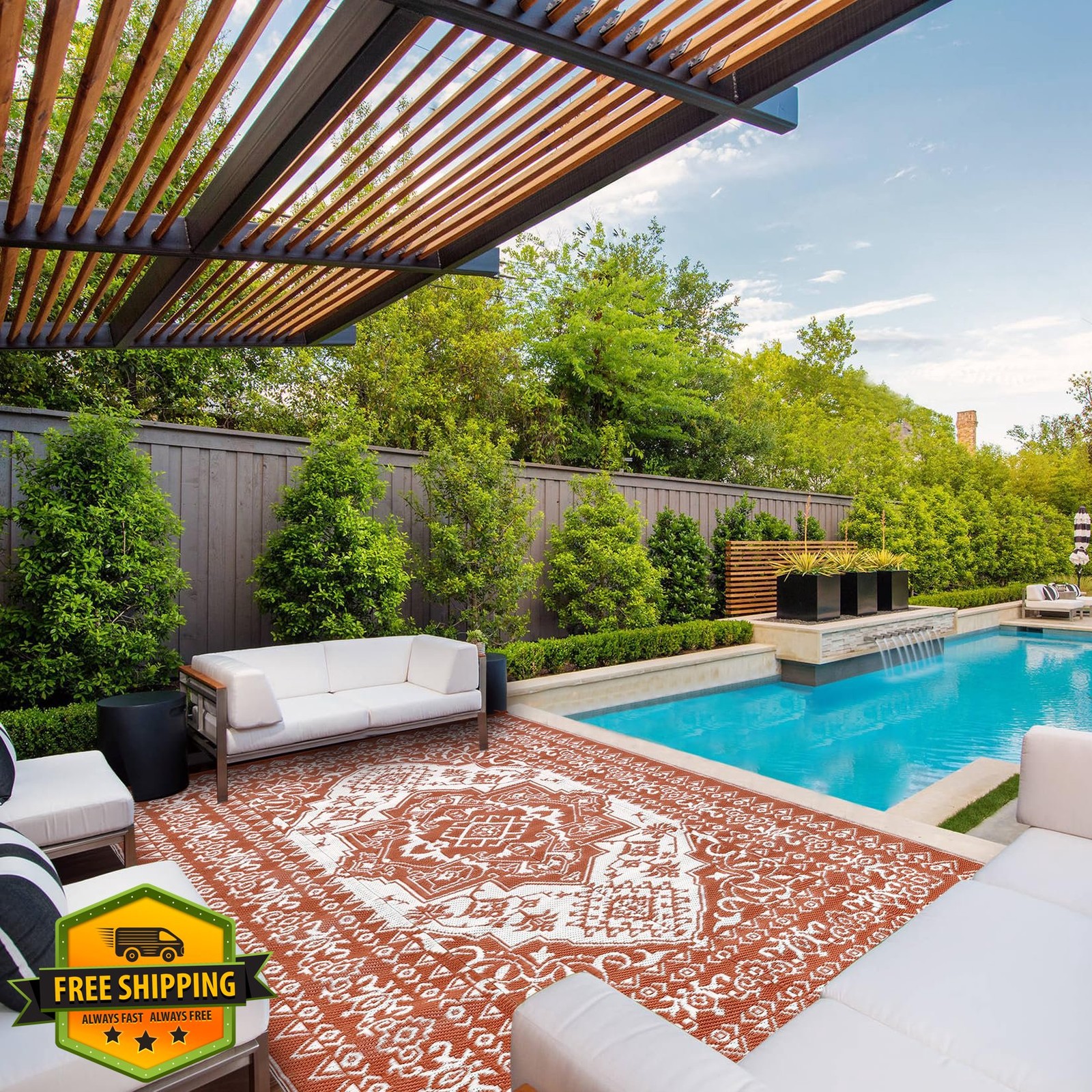 LUXLOOM Orange 9×12 Outdoor Rug