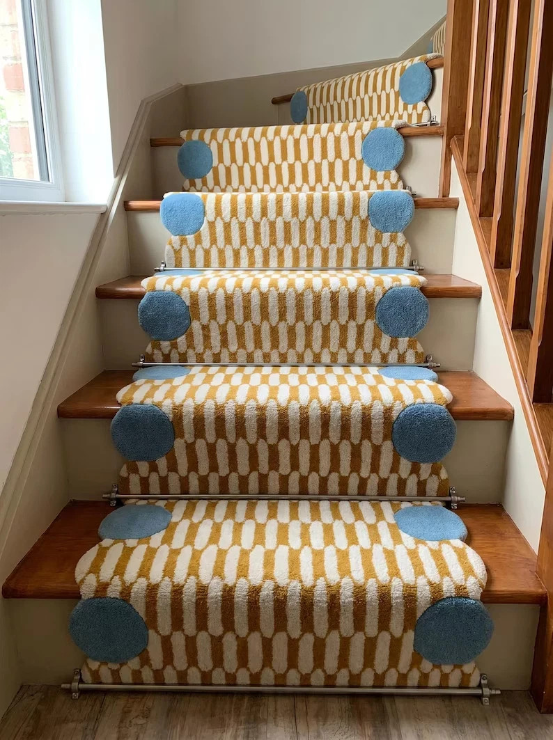 Modern Abstract Wool Runner Rug, Hand Tufted Hallway Stair Carpet