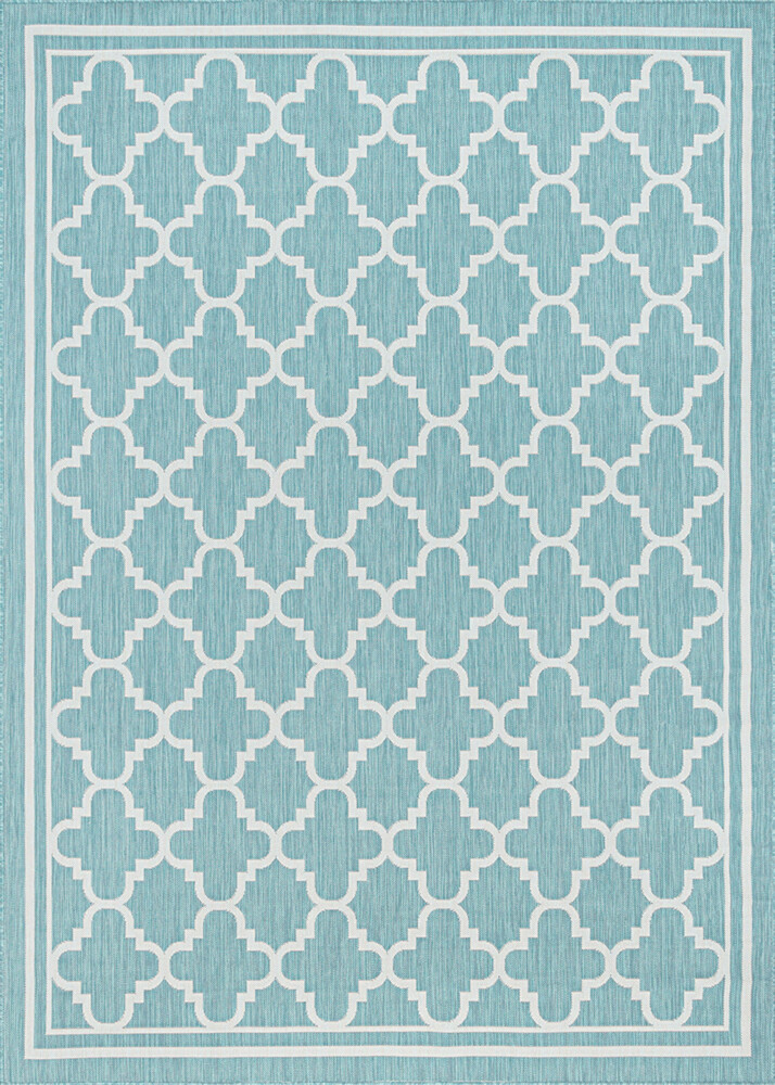 7×10 Blue Repeated Rings Banded Loops Geometric ECO1306 – Aprx 7′ 10″ x 10′ 2″
