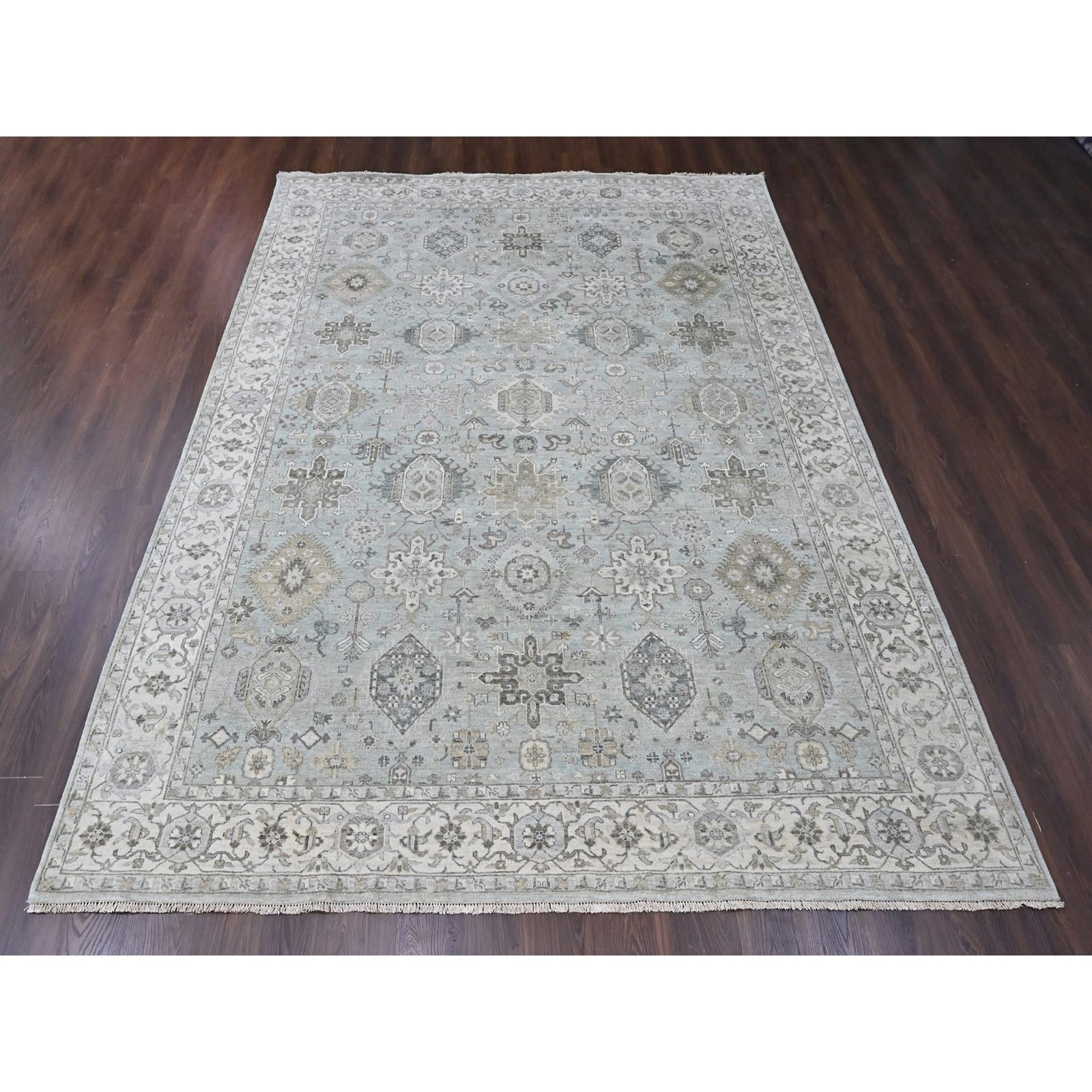 Hand Knotted Oriental Rug 9’10″x13’9″ Gray Pure Wool Karjihooz Design 10380