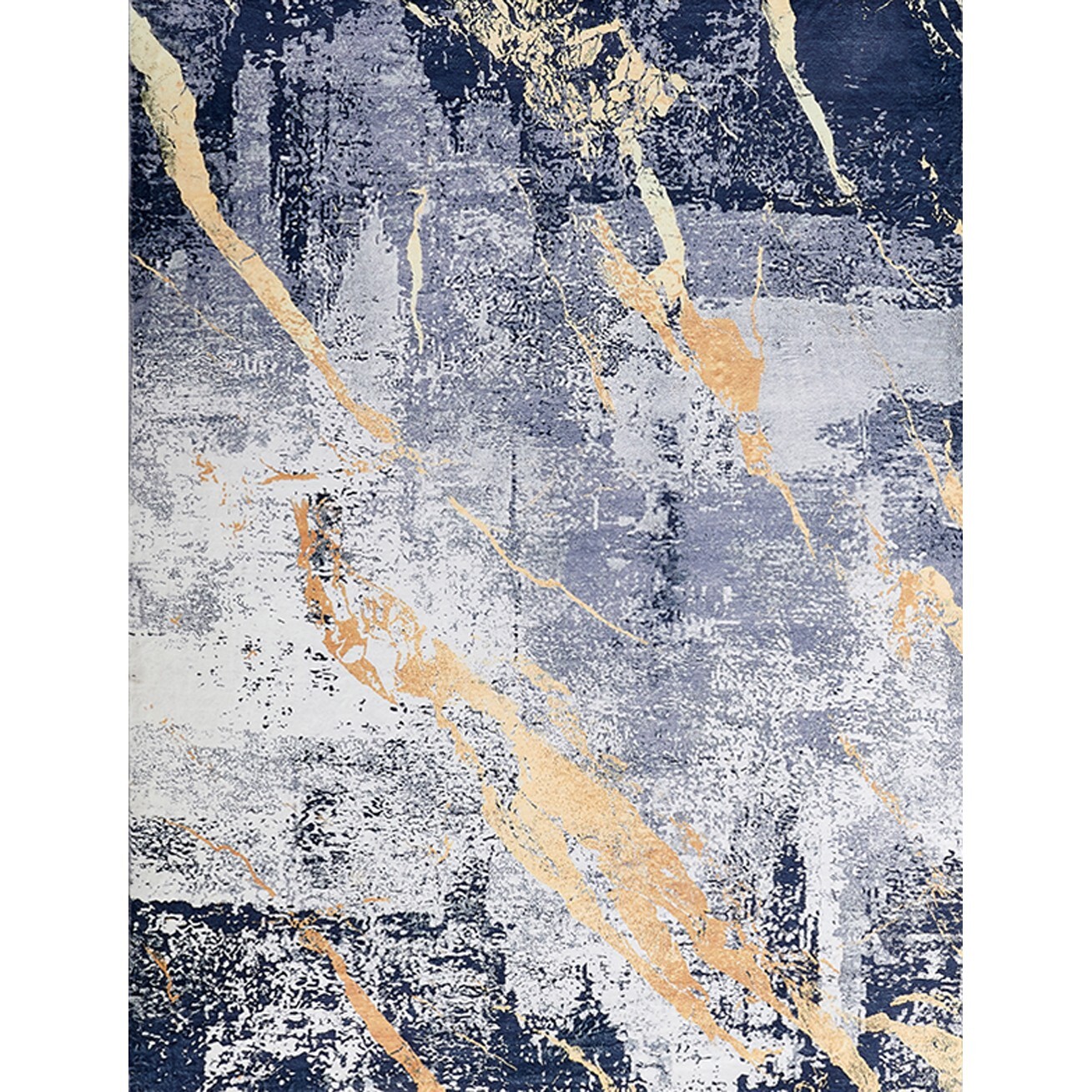 Nube Abstract Design Multi-Color Area Rug in Blue Gray and Yellow 2 Ft x 3 Ft
