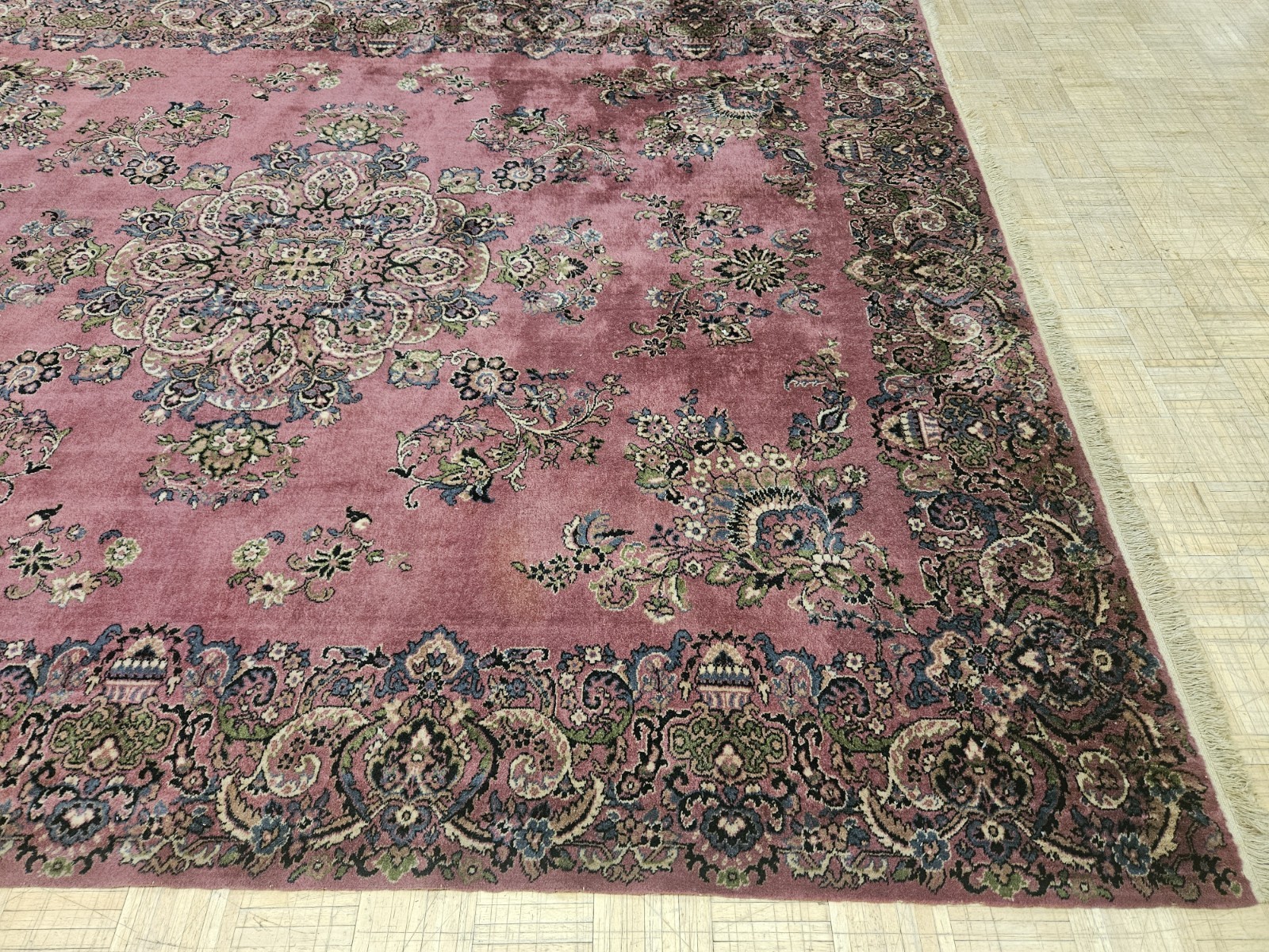 8×10 WILTON RUG GENUINE GULISTAN ANTIQUE KIRMAN 100% WOOL RUG (LIKE KARASTAN)