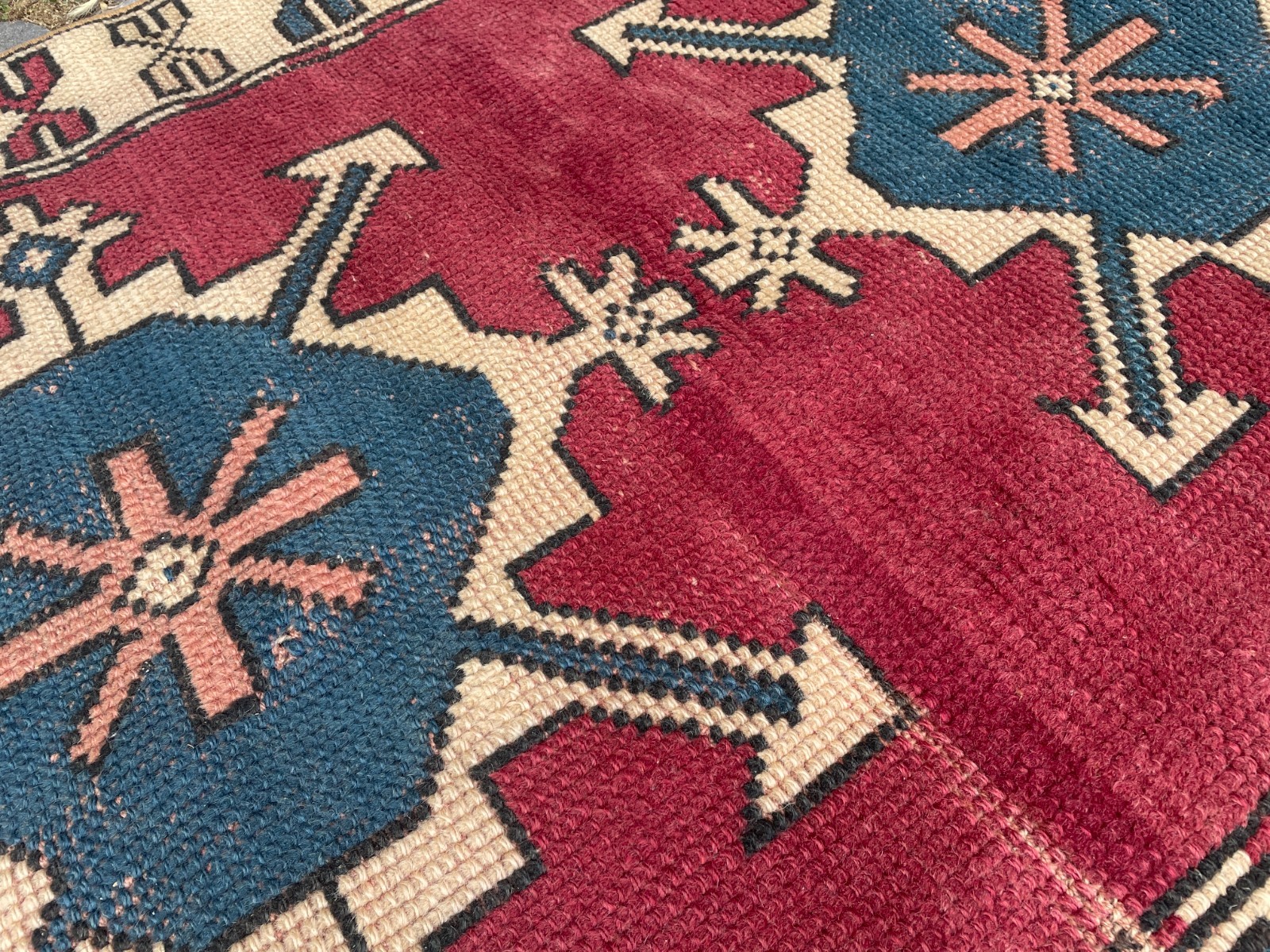 Bohemian Area Rug Handmade Wool Rug Turkish Vintage Traditional Rug 2,7 x 4,2 ft