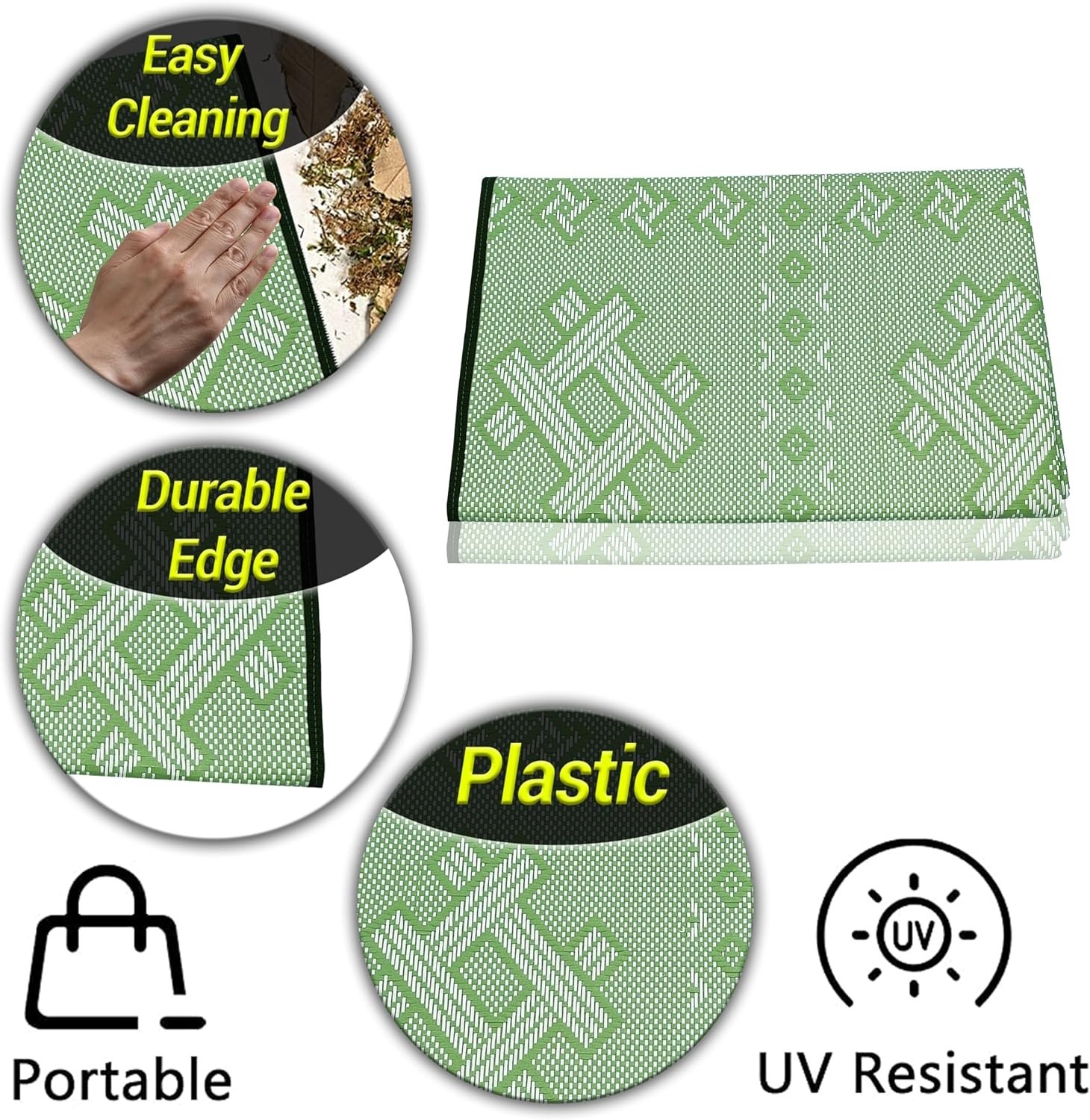 Stylish Recycled Plastic Outdoor Rug 5′ x 3.3′ – Perfect for Gardens & Balconies