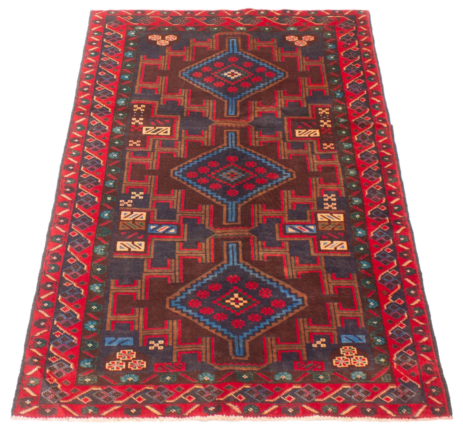 Vintage 3’5″ x 6’3″ Traditional Hand Knotted Vegetable Dye Wool Area Rug