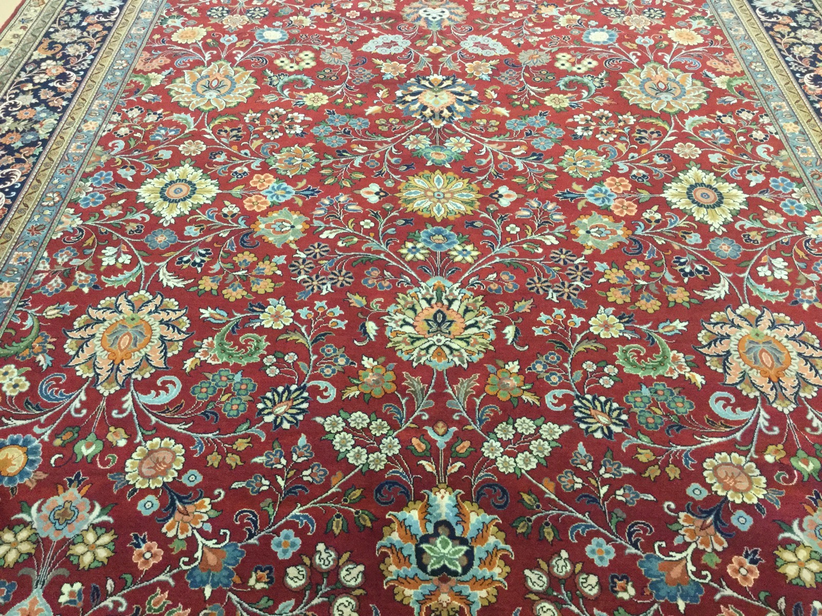 10′.0″ X 14′.3″ Red Navy Blue Sarok Oriental Area Rug Hand Knotted Wool
