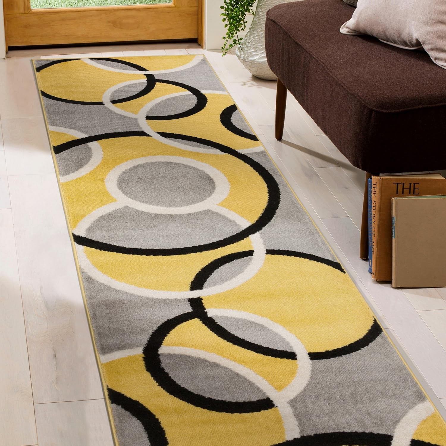 Rugshop Contemporary Abstract Circles Runner Rug, Non-Shedding Kitchen