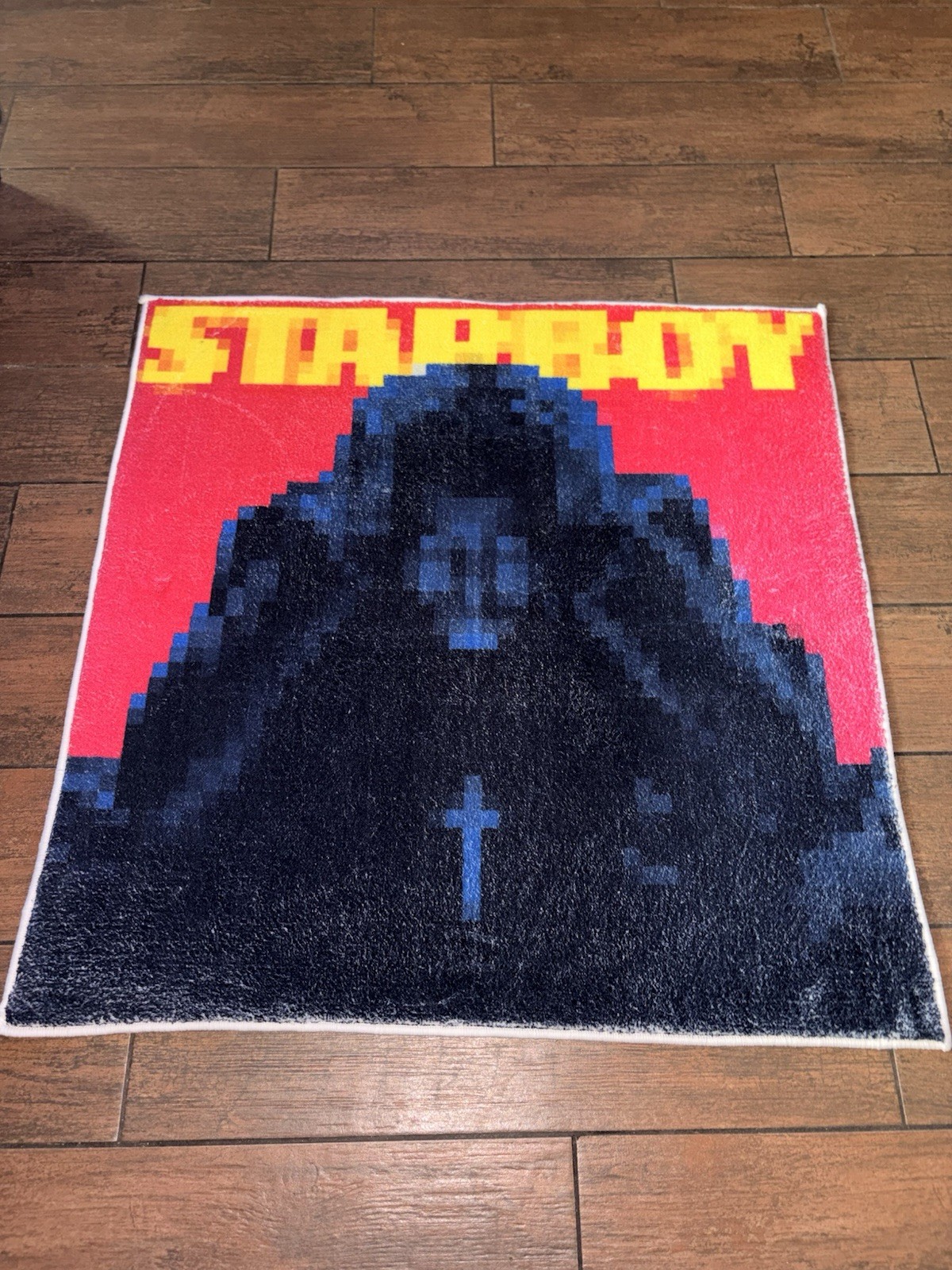 Starboy Graphic Pixel Art Area Rug Non-Slip Low Pile Synthetic 31×40 Red