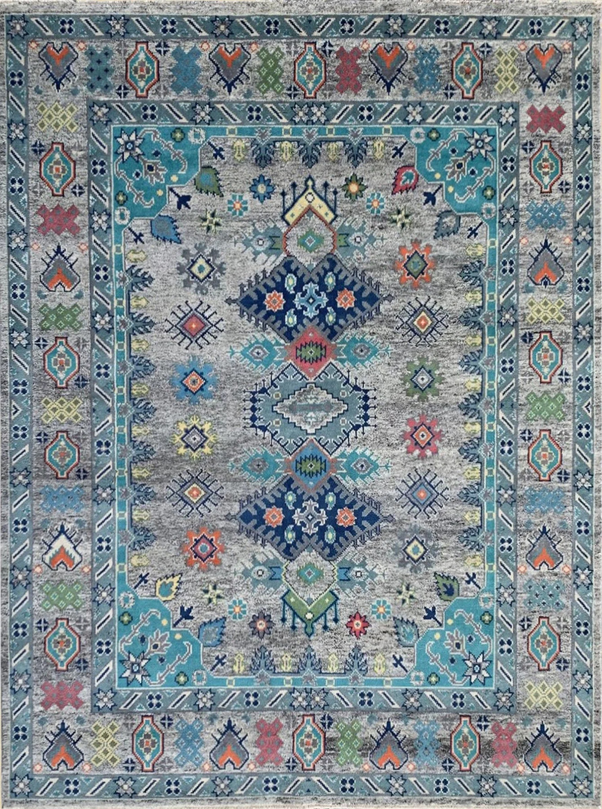 9’x12′ Jasmine Radiant Gray Hand Knotted Wool Rug