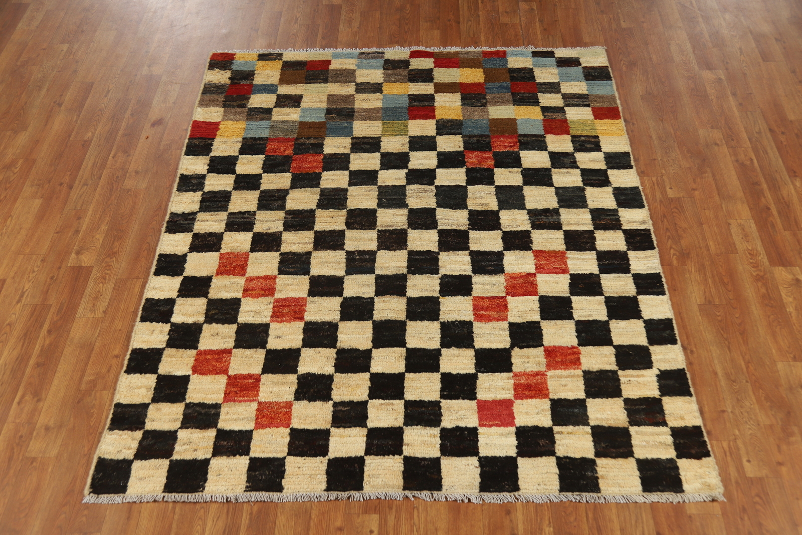 Custom Luxury Hand-Knotted Moroccan Wool Rug Modern Home Decor 5×6 ft