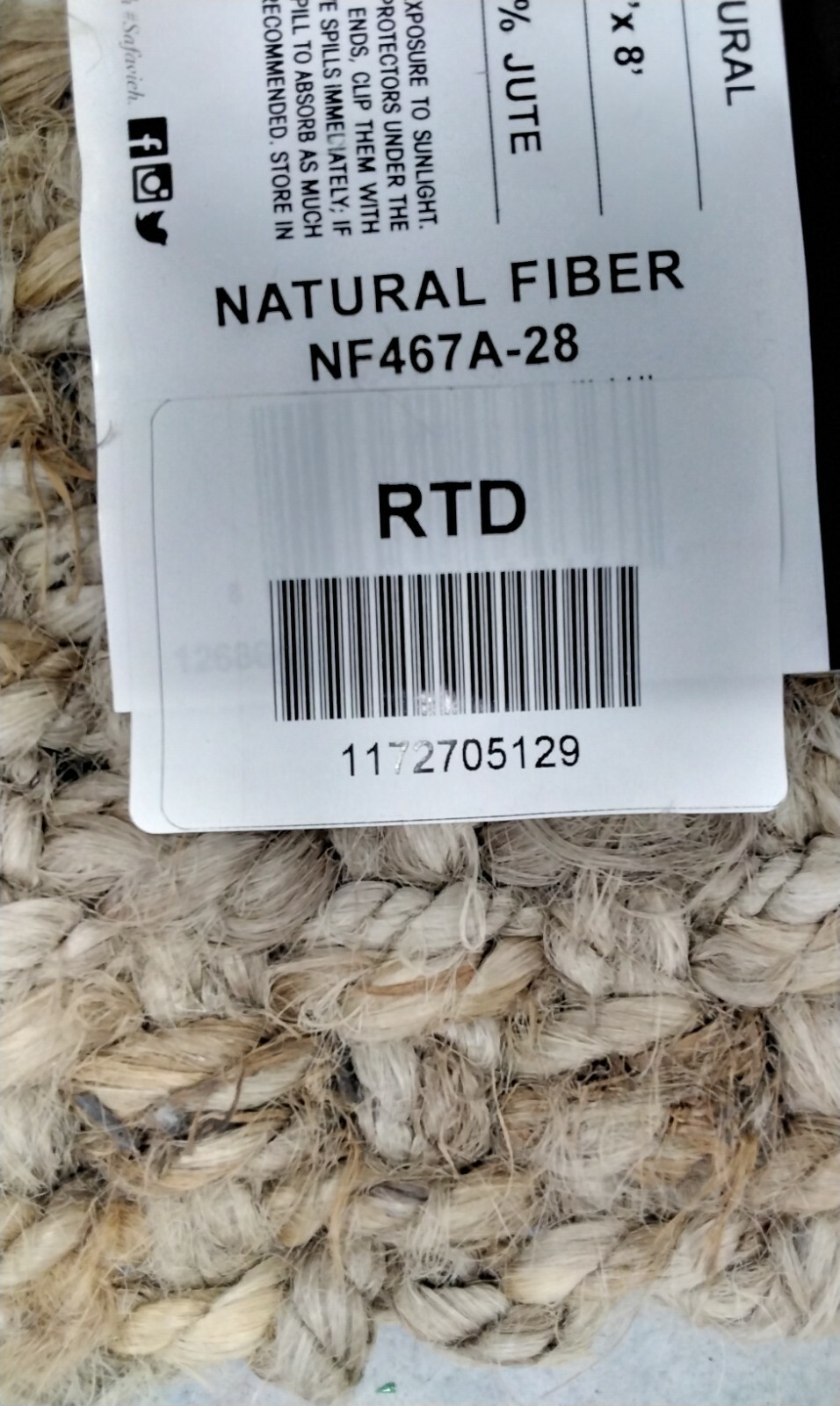 NATURAL 2′-6″ X 8′ Pulled Threads Rug, Reduced Price 1172705129 NF467A-28
