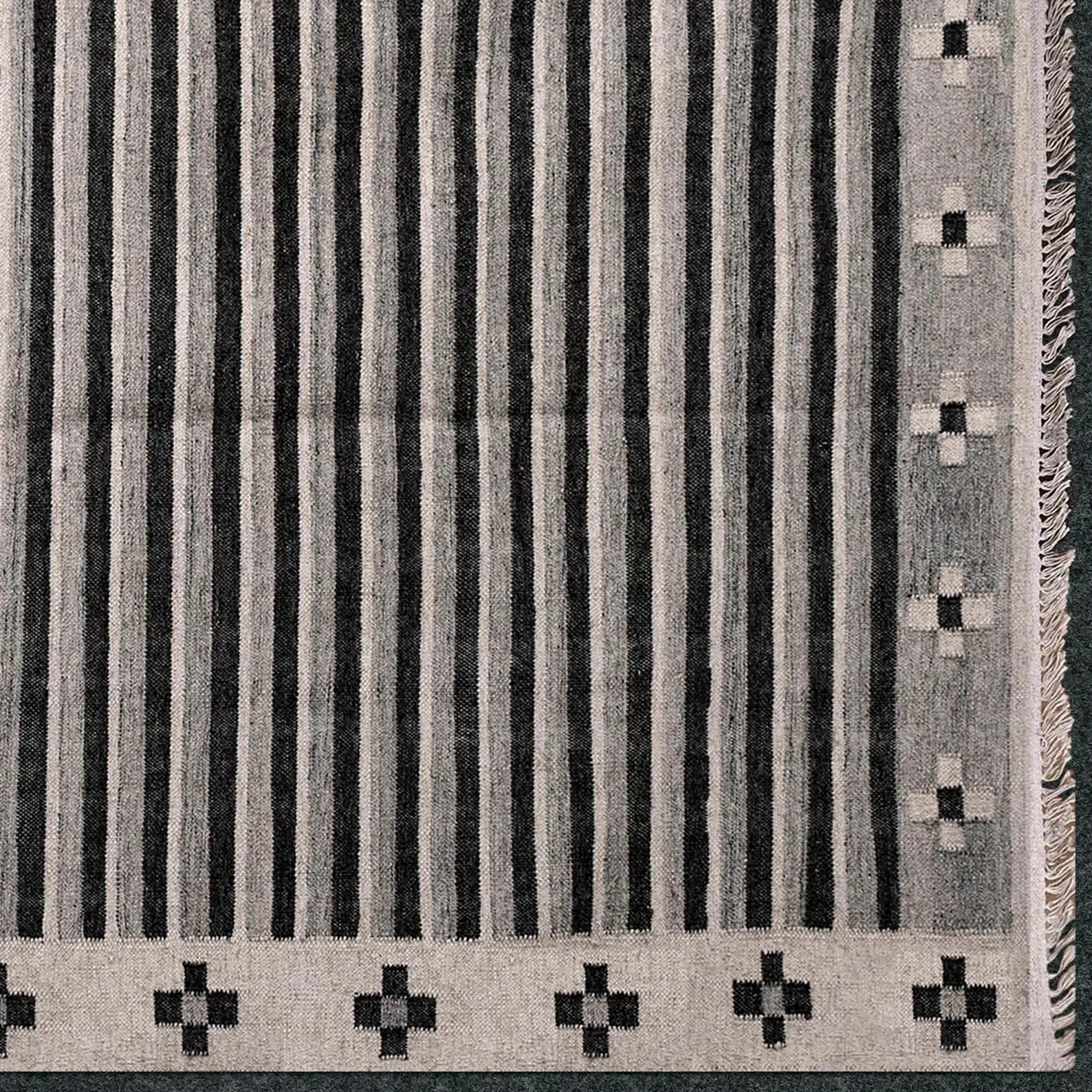 Handwoven Cotton Kilim Rug Color Brown & Black Handmade Design Carpet Rug